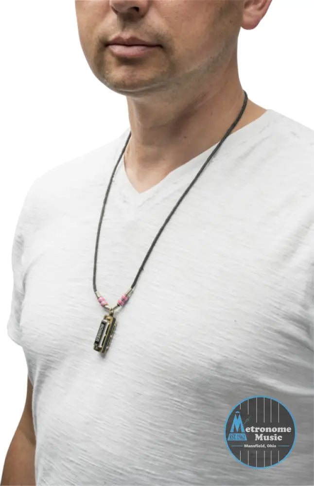 M38N-PI Hohner Mini Harmonica Necklace Pink - Metronome Music Inc.