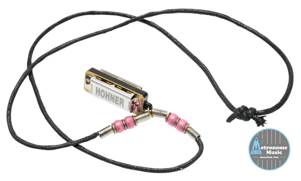 M38N-PI Hohner Mini Harmonica Necklace Pink - Metronome Music Inc.