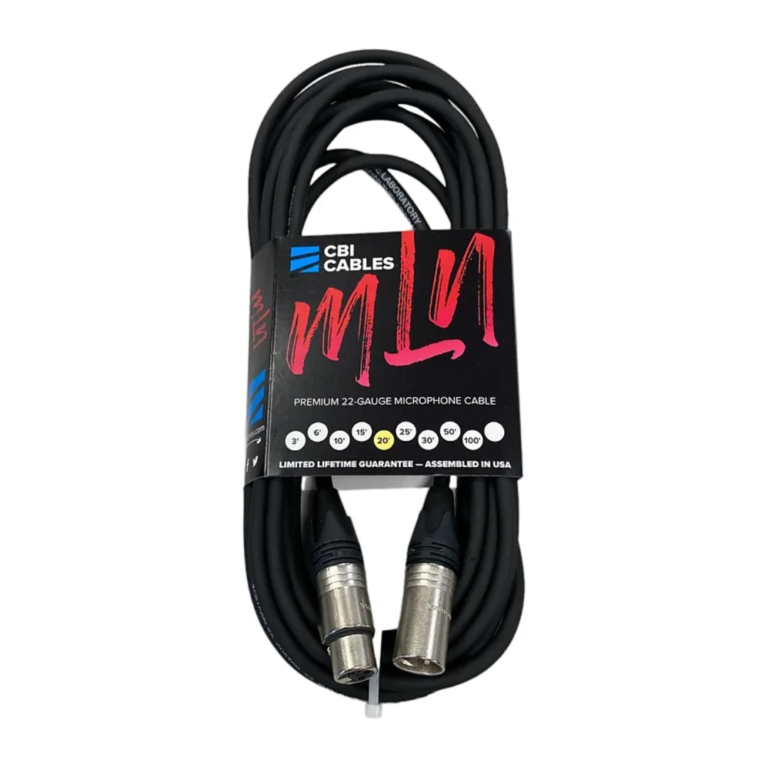 CBI MLN Performer Series LowZ XLR Male to XLR Female Microphone Cable, 20 Feet - Metronome Music Inc.