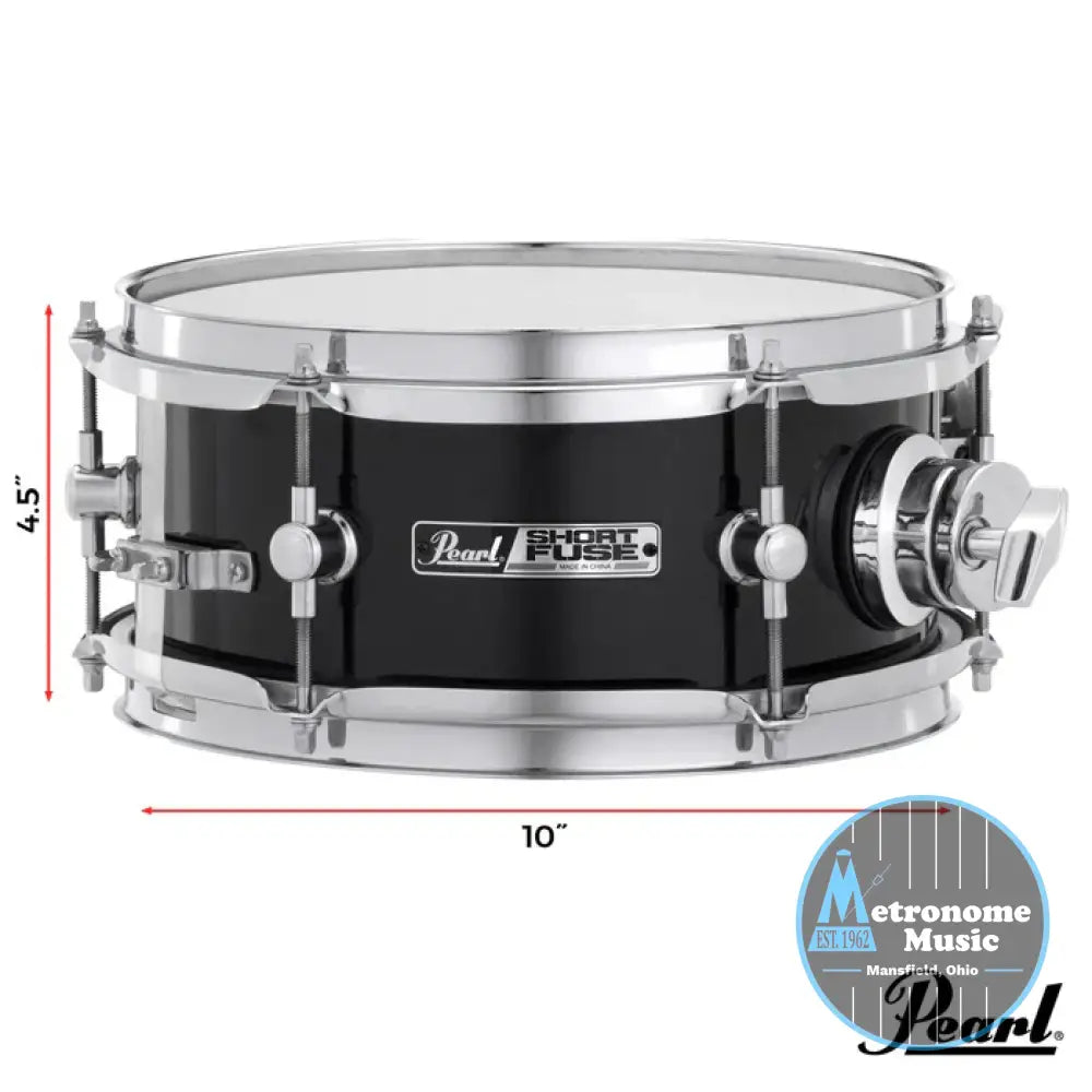Pearl Short Fuse 10’’x4.5’’ Snare w/Mount & Clamp Jet Black - Snare Drum