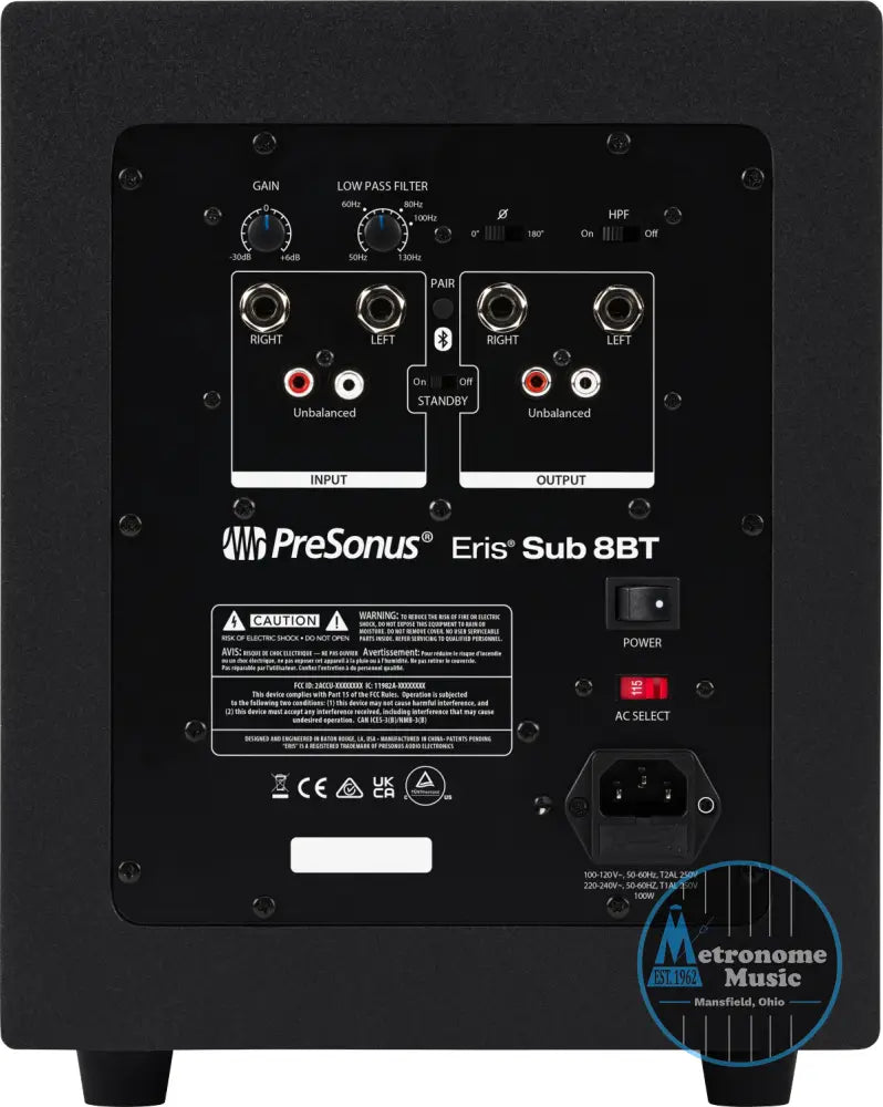 PreSonus Eris Sub 8BT Bluetooth Studio Subwoofer - Metronome Music Inc.