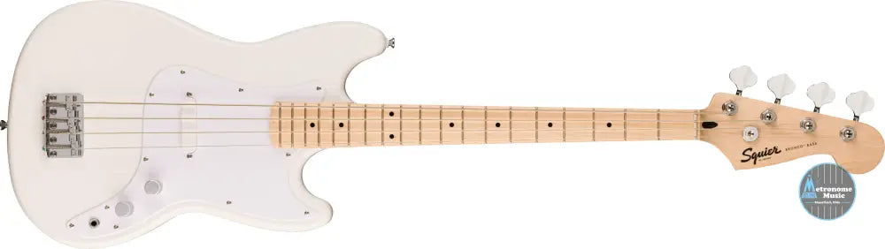 Squier Sonic Bronco Bass, Maple - Arctic White - Metronome Music Inc.