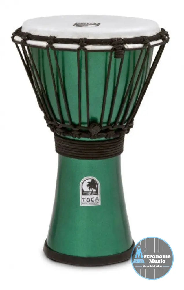 Toca Freestyle Colorsound 7” Djembe, Metallic Green - Metronome Music Inc.