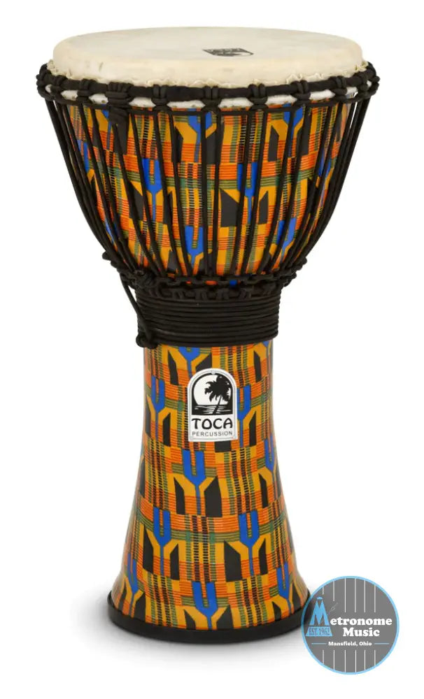 Toca Freestyle Rope Tuned 10" Djembe, Kente Cloth - Metronome Music Inc.