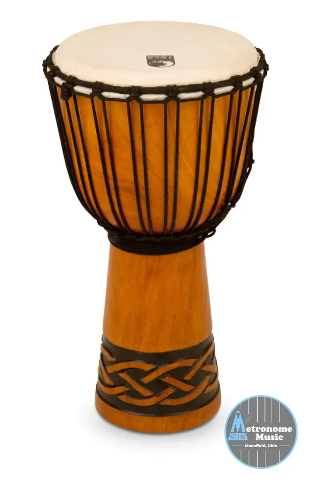 Toca Origins Series Rope Tuned Wood 10" Djembe, Celtic Knot - Metronome Music Inc.