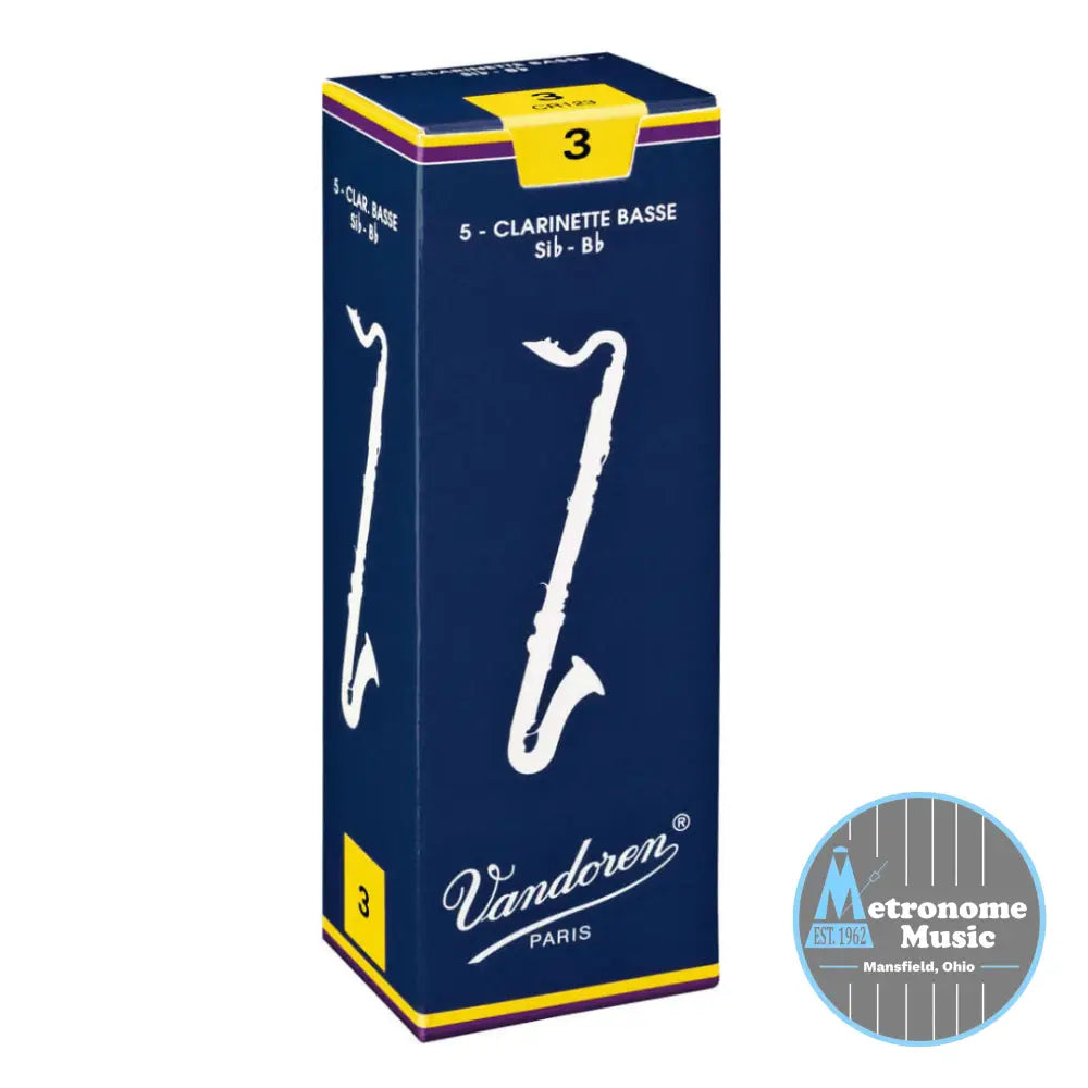 Vandoren Traditional Bass Clarinet Reeds- #3 Box of 5 - Metronome Music Inc.