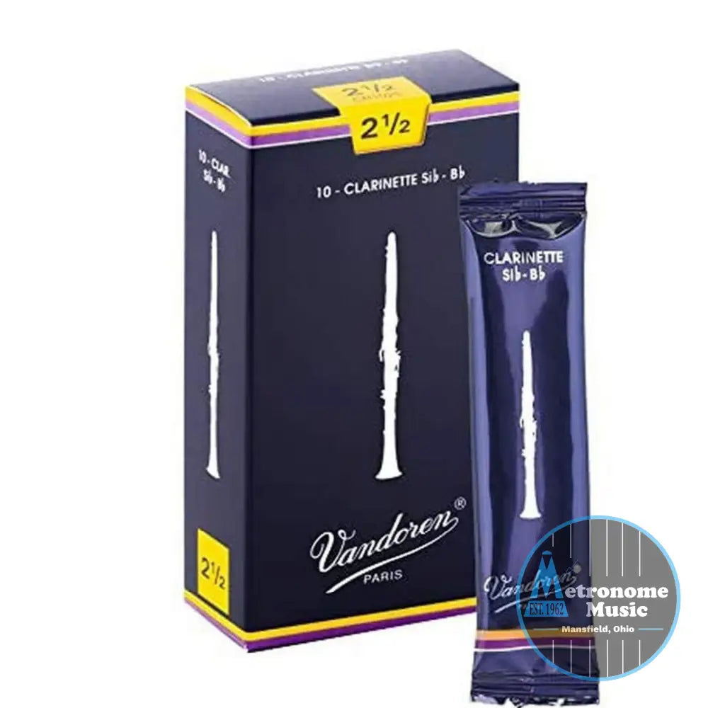 Vandoren Traditional Bb Clarinet Reeds- #2.5 Box of 10 - Metronome Music Inc.