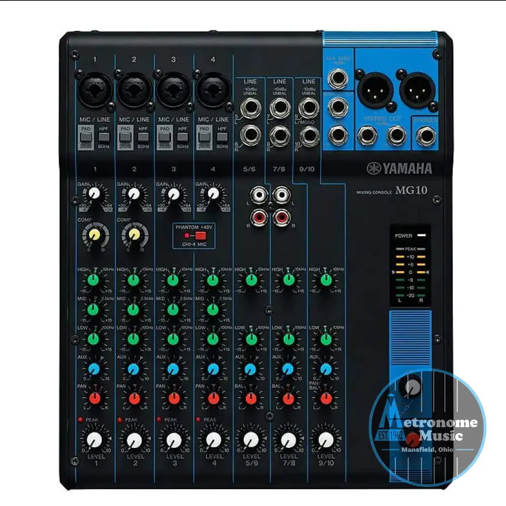 Yamaha 10-Channel Mixing Console MG10A - Metronome Music Inc.