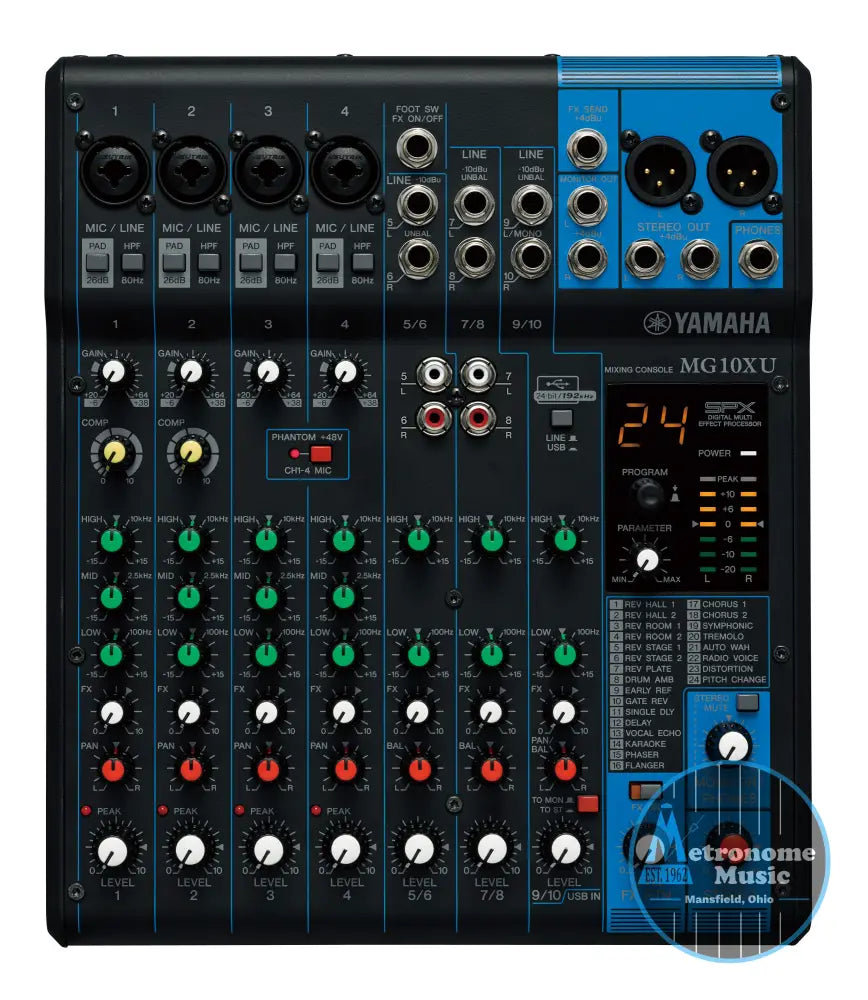Yamaha 10-Channel Mixing Console MG10XU - Metronome Music Inc.