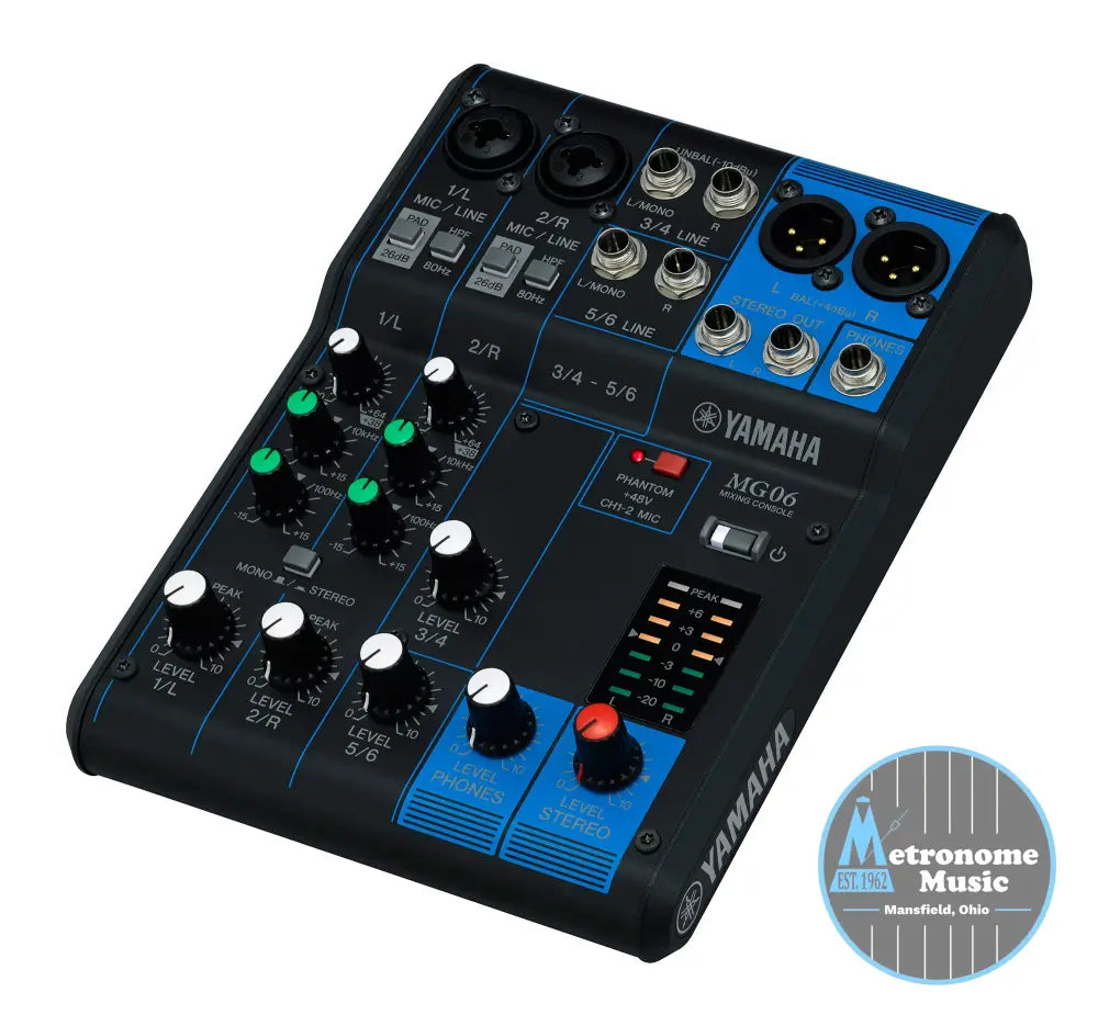 Yamaha 6-Channel Analog Mixer MG06 - Metronome Music Inc.