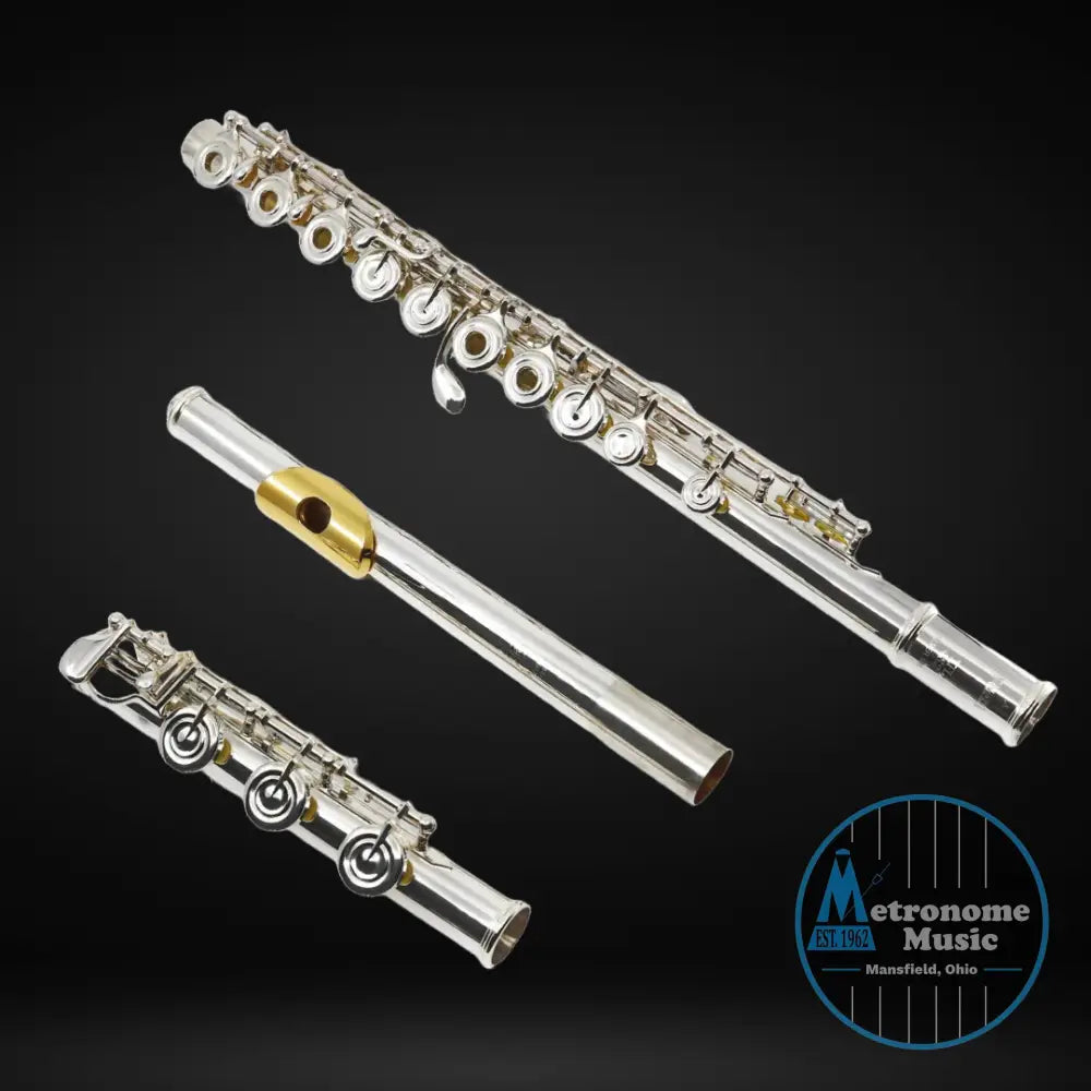 Yamaha YFL-482HGL Intermediate Flute B-Footjoint w/Gizmo Key, Gold-Plated Lip Plate & Case - Metronome Music Inc.