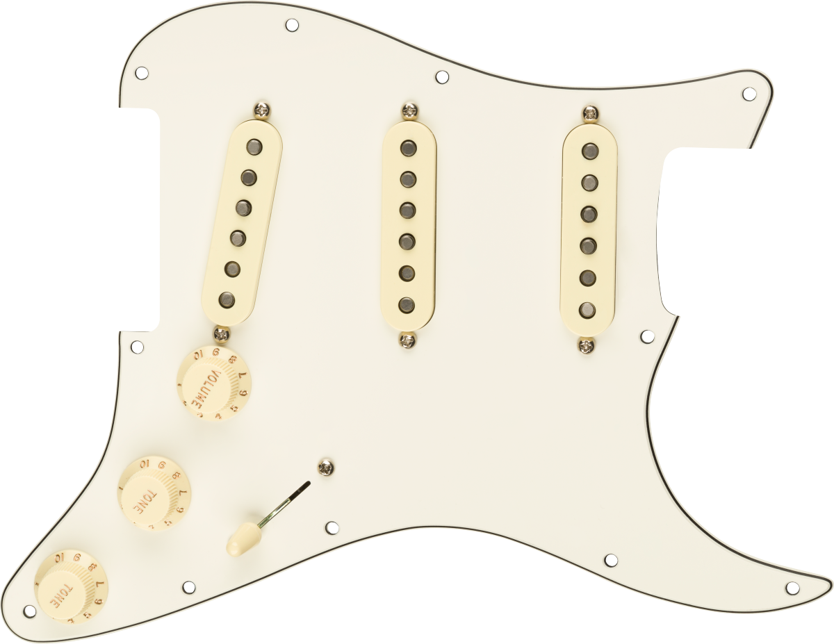 Fender Pre-Wired Strat Pickguard, Original '57/'62 SSS, Parchment 11 Hole PG - Metronome Music Inc.
