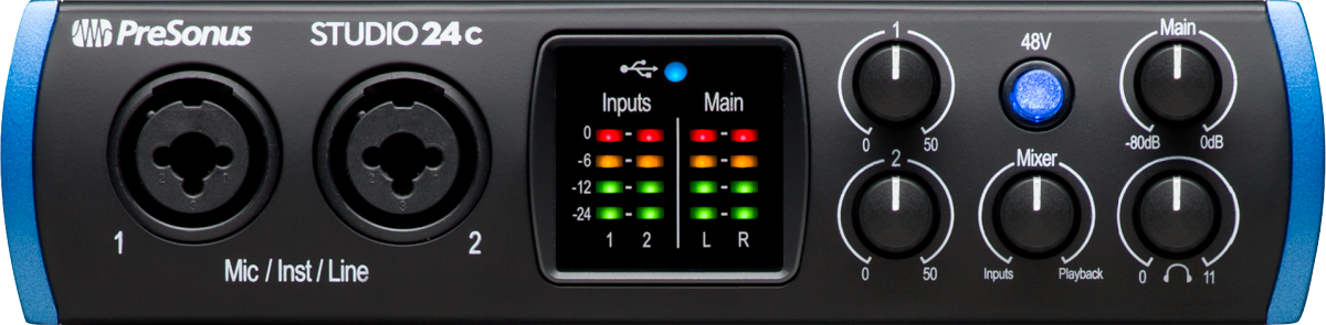 PreSonus Studio 24c, USB-C Compatible- Audio Interface - Metronome Music Inc.