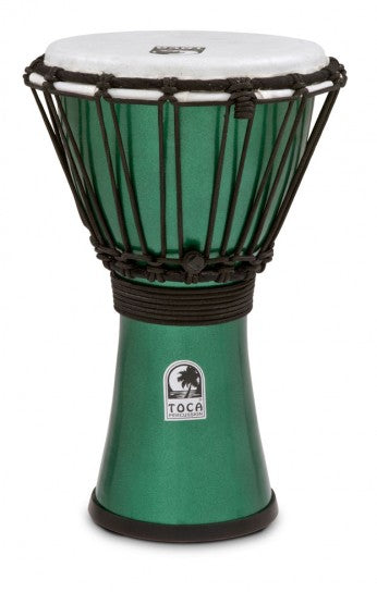 Toca Freestyle Colorsound 7” Djembe, Metallic Green - Metronome Music Inc.