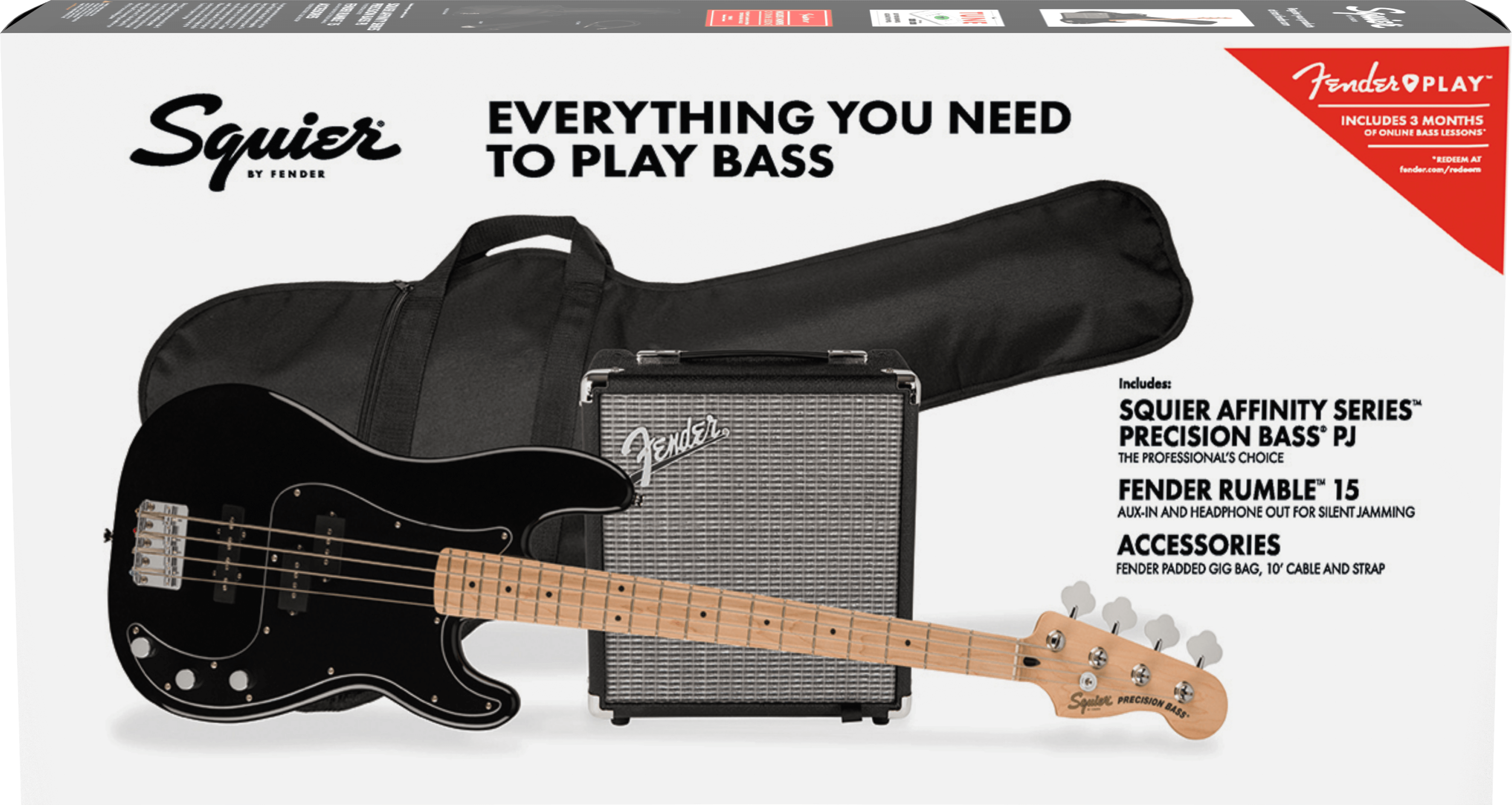 Squier Affinity Series Precision Bass PJ Pack - Black - Metronome Music Inc.