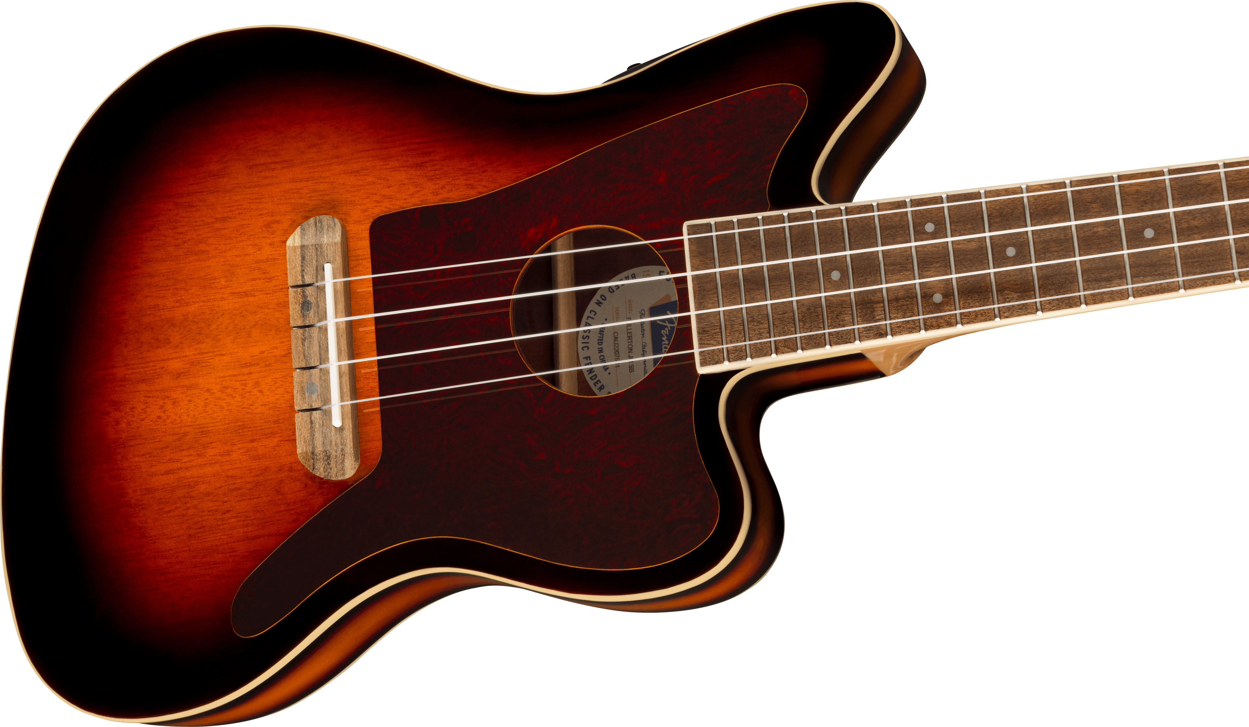 Fender Fullerton Jazzmaster Uke, Concert Ukulele - 3-Color Sunburst - Metronome Music Inc.