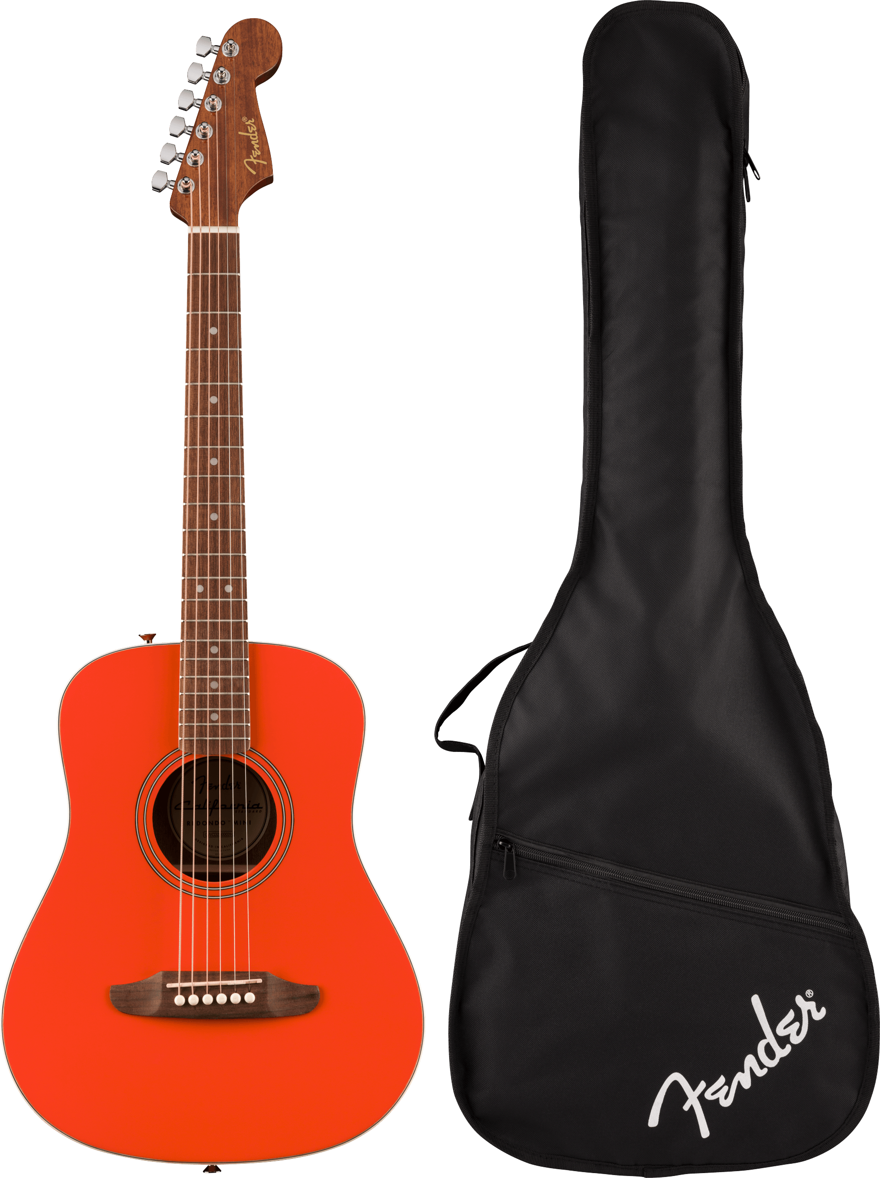 Fender California Standard Redondo Mini with Bag, Spruce Top, Fiesta Red