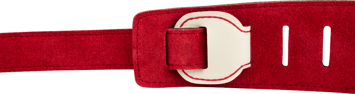 FENDER  John 5 Leather Strap, White and Red - Metronome Music Inc.