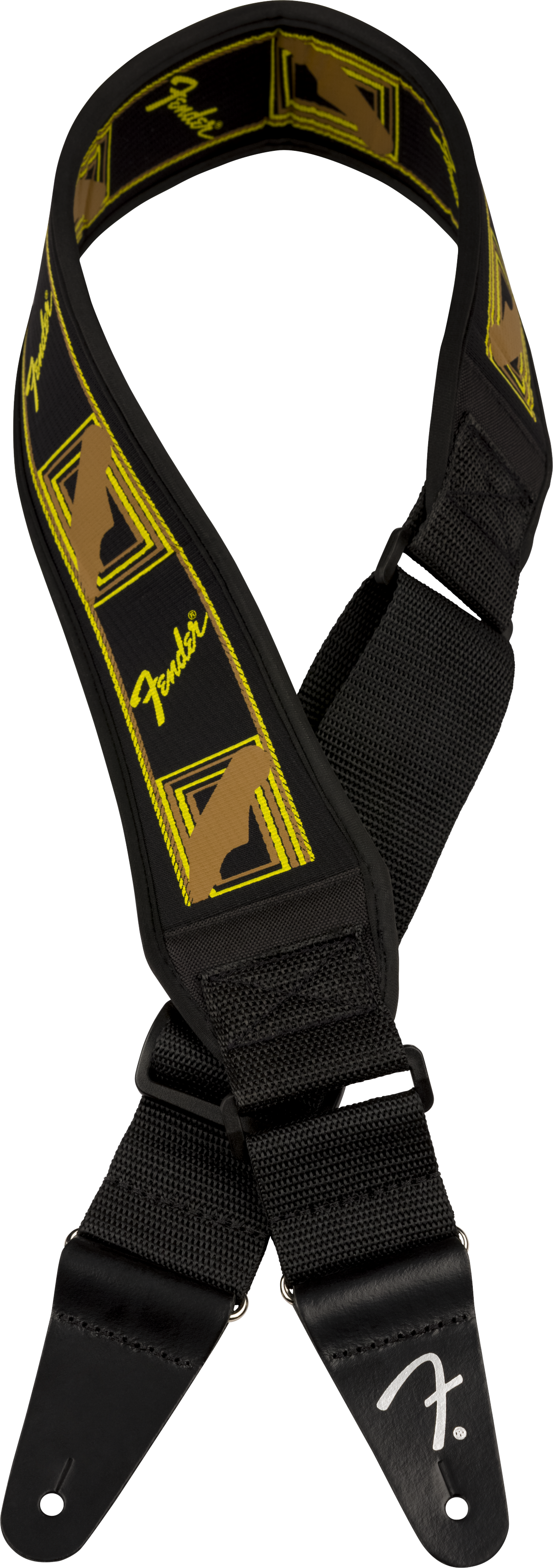 FENDER  Swell™ Neoprene Strap, Blk/Ylw/Brn Mono, 2.5" - Metronome Music Inc.