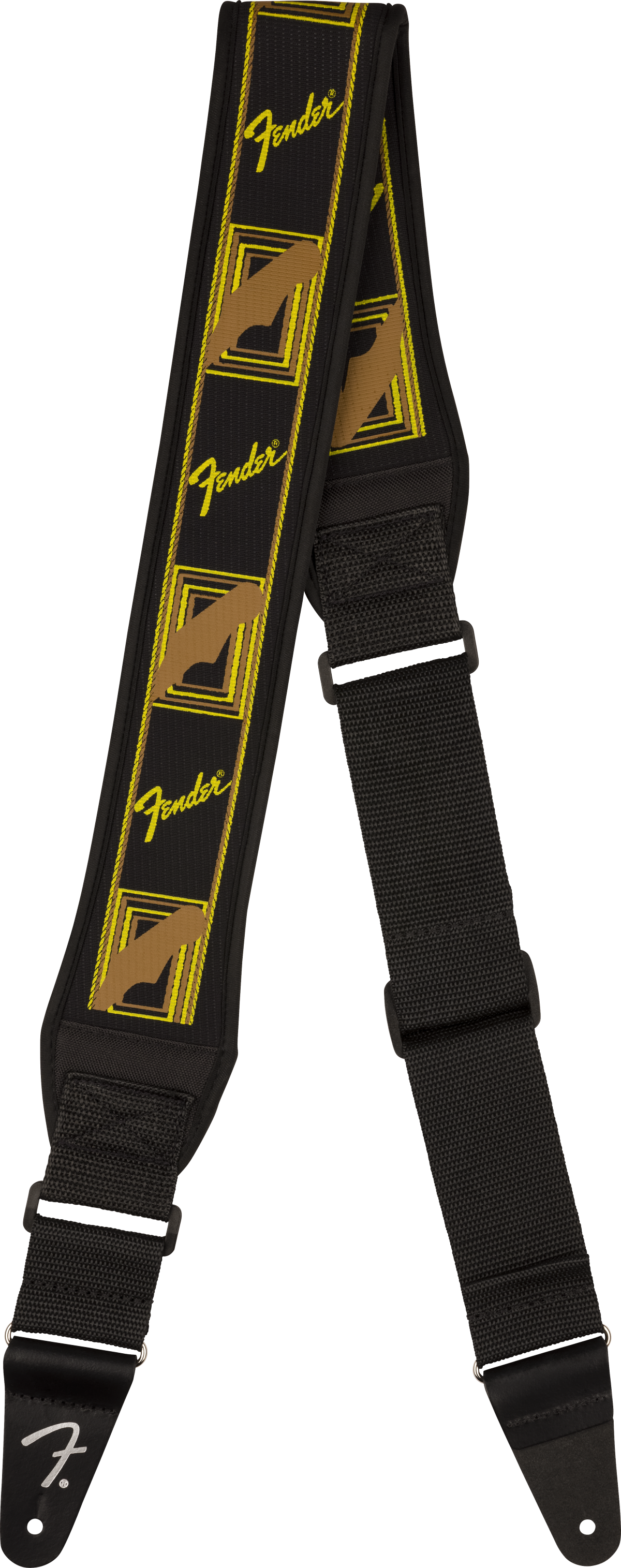 FENDER  Swell™ Neoprene Strap, Blk/Ylw/Brn Mono, 2.5" - Metronome Music Inc.