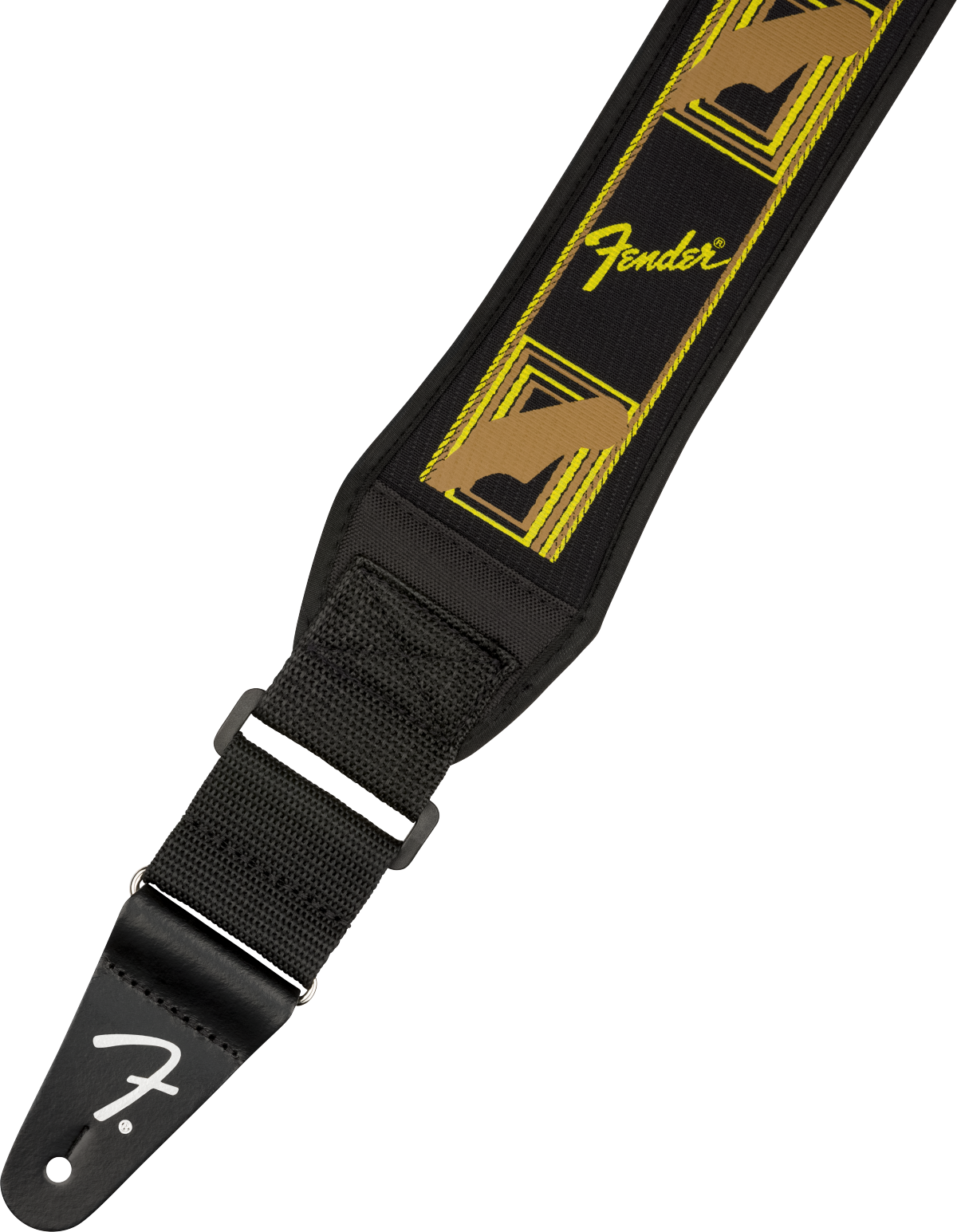 FENDER  Swell™ Neoprene Strap, Blk/Ylw/Brn Mono, 2.5" - Metronome Music Inc.