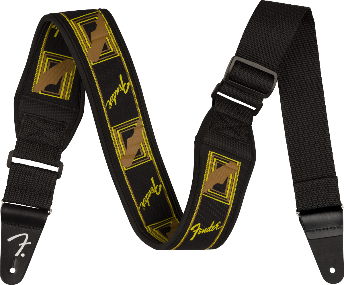 FENDER  Swell™ Neoprene Strap, Blk/Ylw/Brn Mono, 2.5" - Metronome Music Inc.