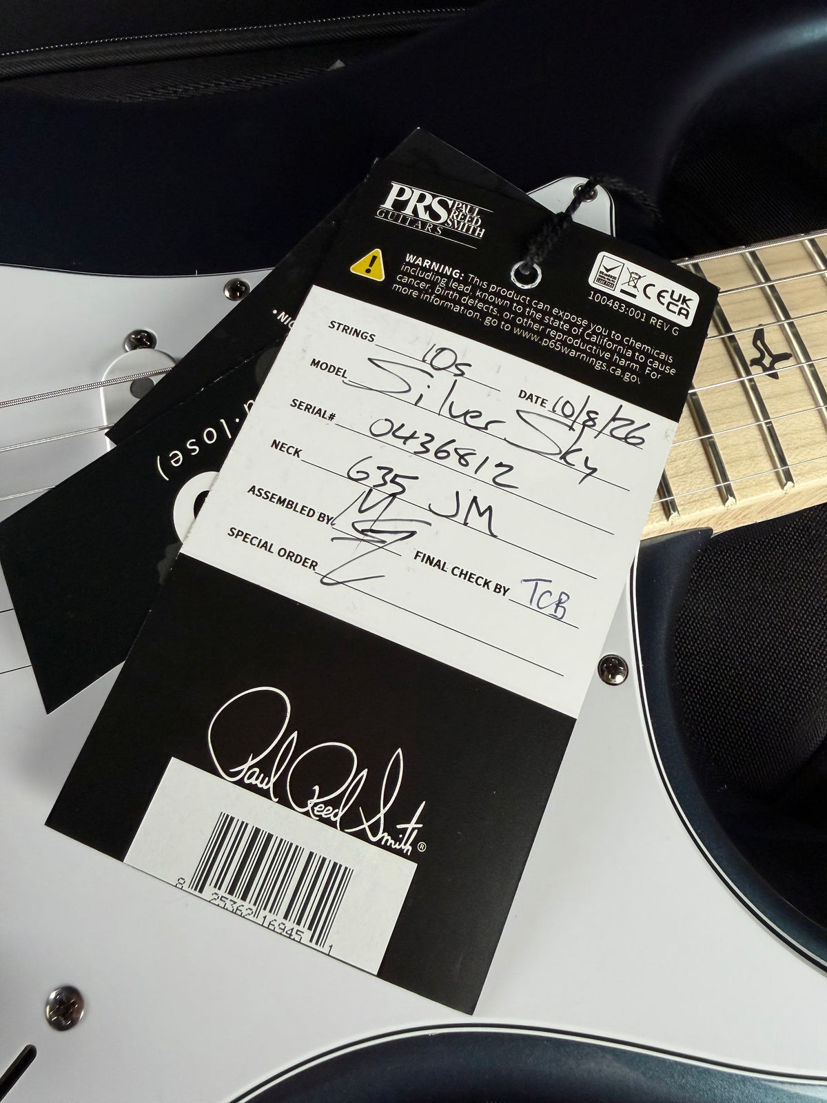PRS Silver Sky hang tag serial 0436812