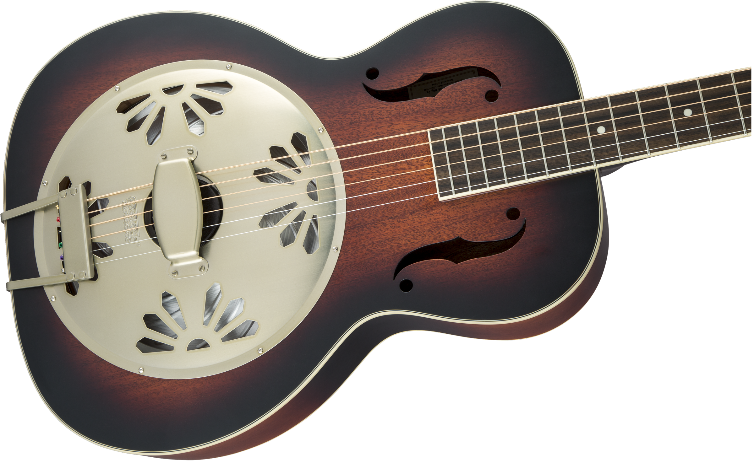 Gretsch G9241 Alligator Biscuit Round-Neck Resonator Guitar with Fishman Nashville Pickup - 2-Color Sunburst - Metronome Music Inc.