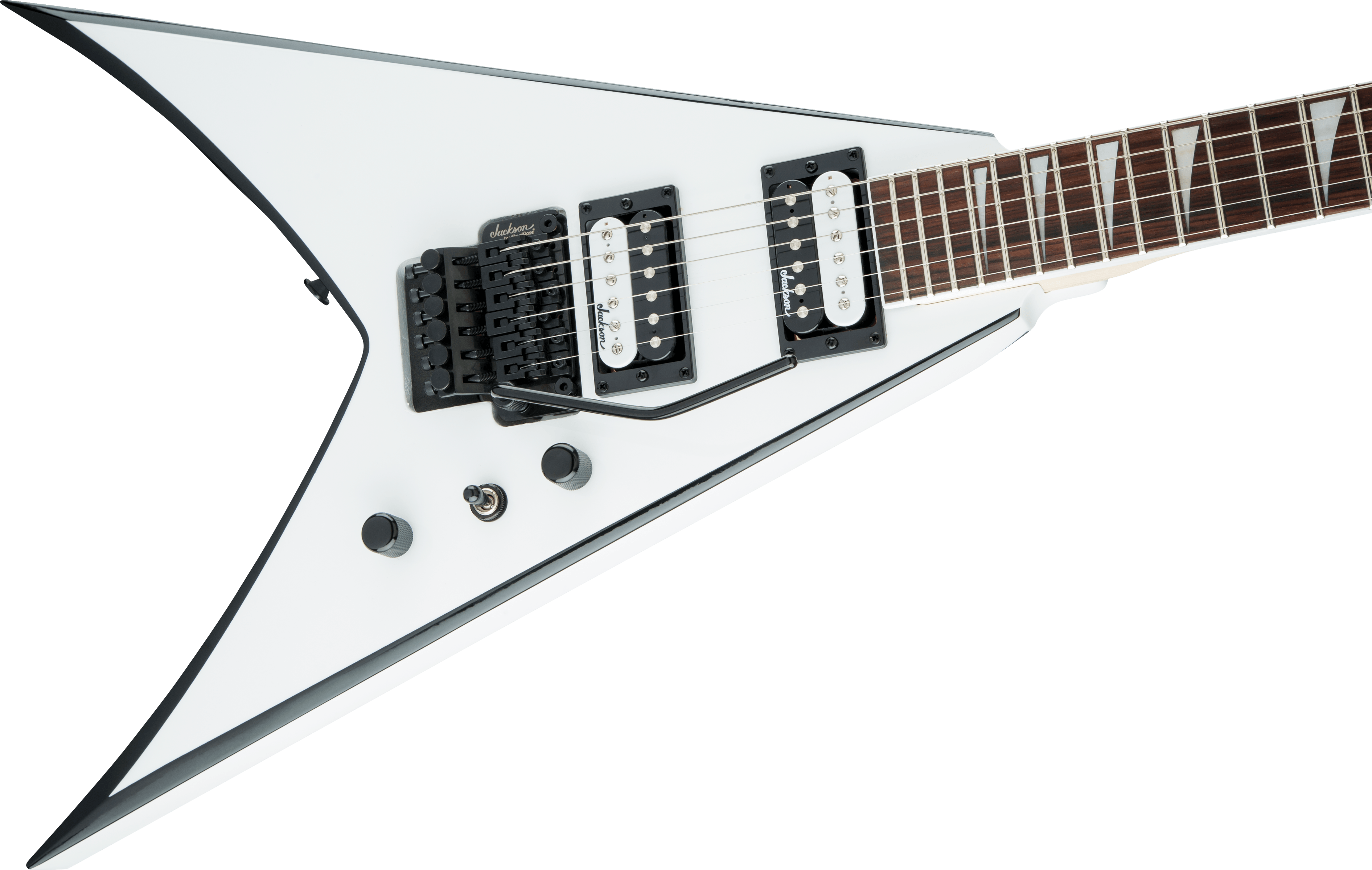 Jackson JS Series King V JS32, Amaranth Fingerboard, White with Black Bevels - Metronome Music Inc.