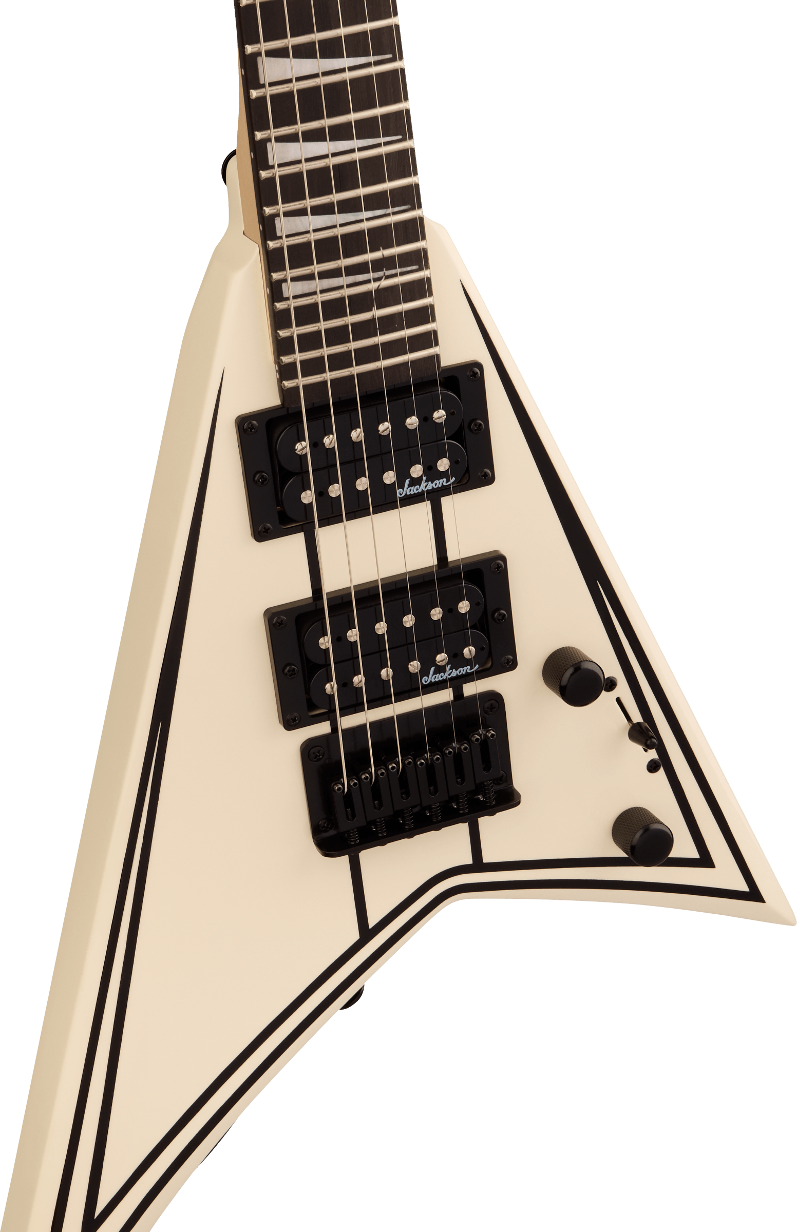 Jackson JS Series RR Minion JS1XM, Snow White with Black Pin Stripes