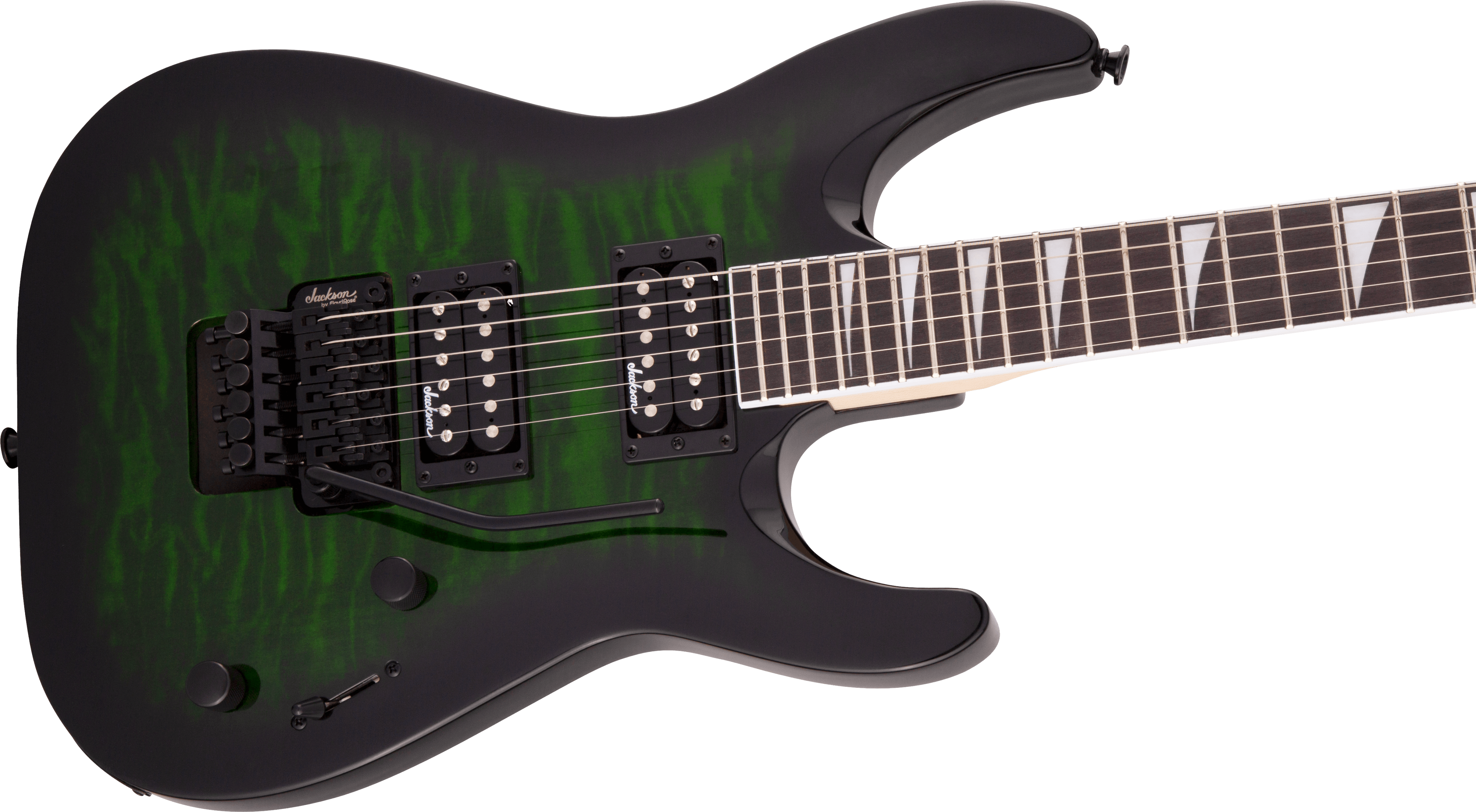 Jackson JS Series Dinky Arch Top JS32Q DKA, Amaranth - Transparent Green Burst - Metronome Music Inc.