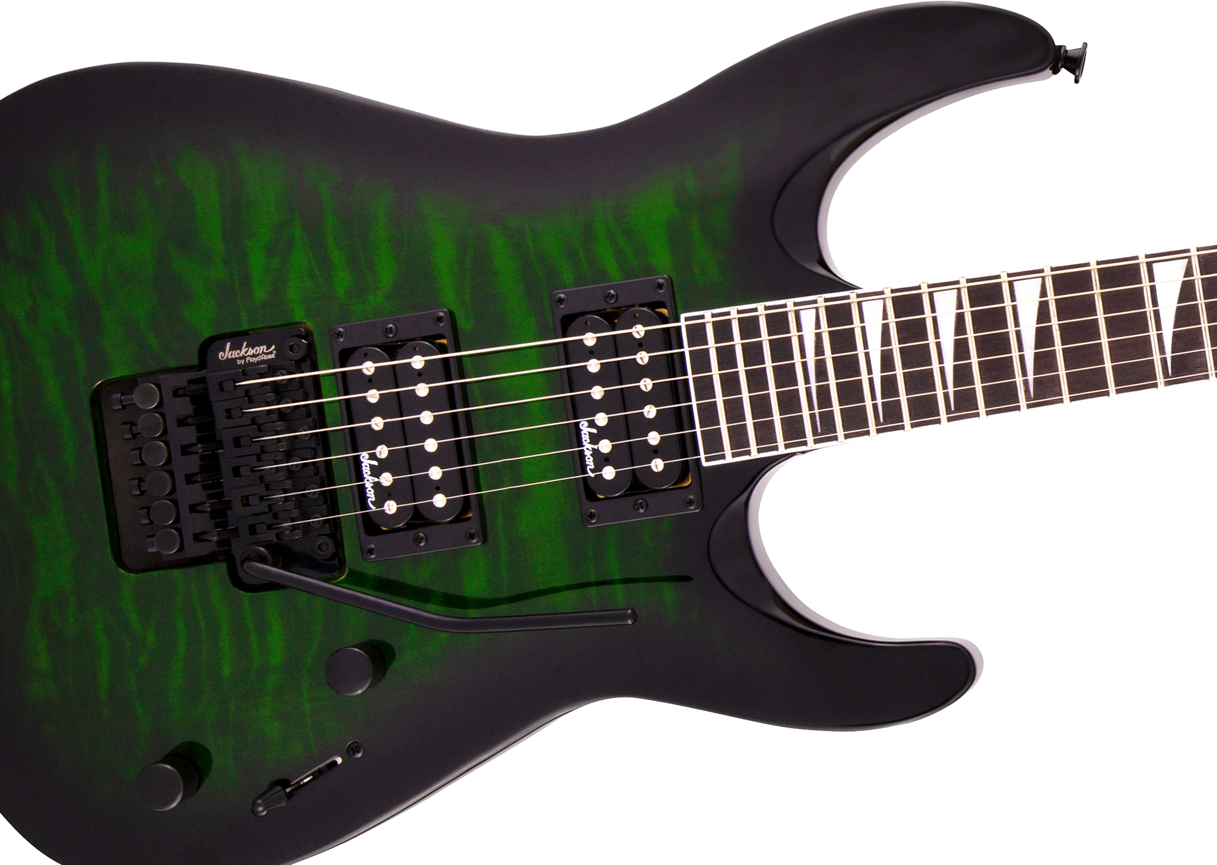 Jackson JS Series Dinky Arch Top JS32Q DKA, Amaranth - Transparent Green Burst - Metronome Music Inc.