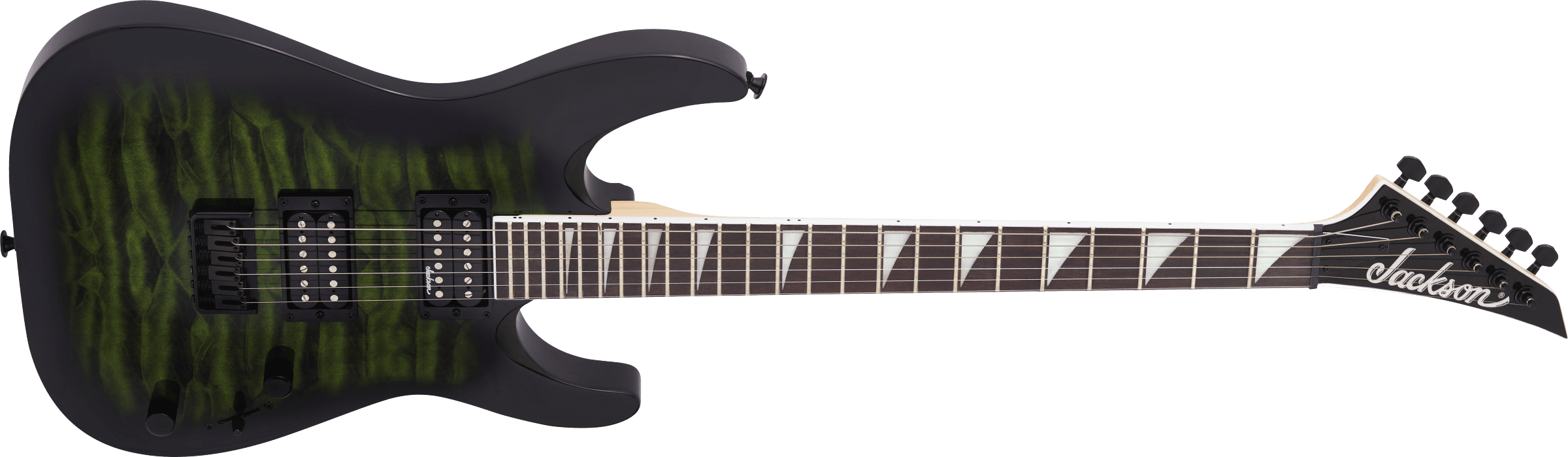 Jackson JS Series Dinky Arch Top JS32Q DKA HT, Amaranth Fingerboard, Transparent Green Burst - Metronome Music Inc.