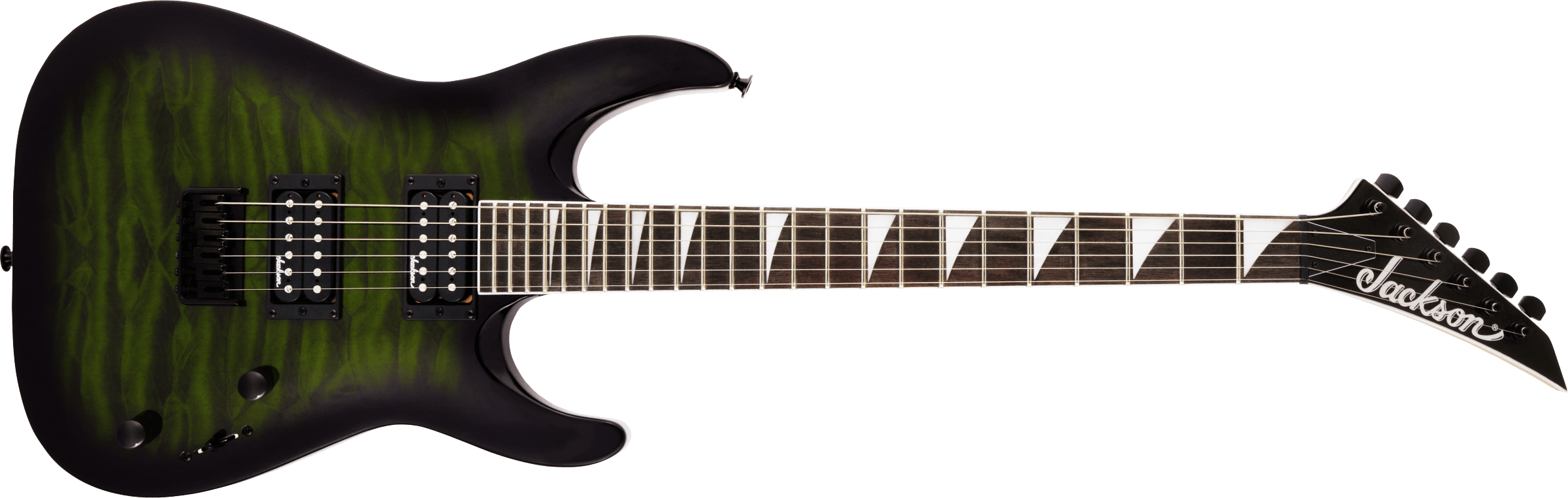 Jackson JS Series Dinky Arch Top JS32Q DKA HT, Amaranth Fingerboard, Transparent Green Burst - Metronome Music Inc.