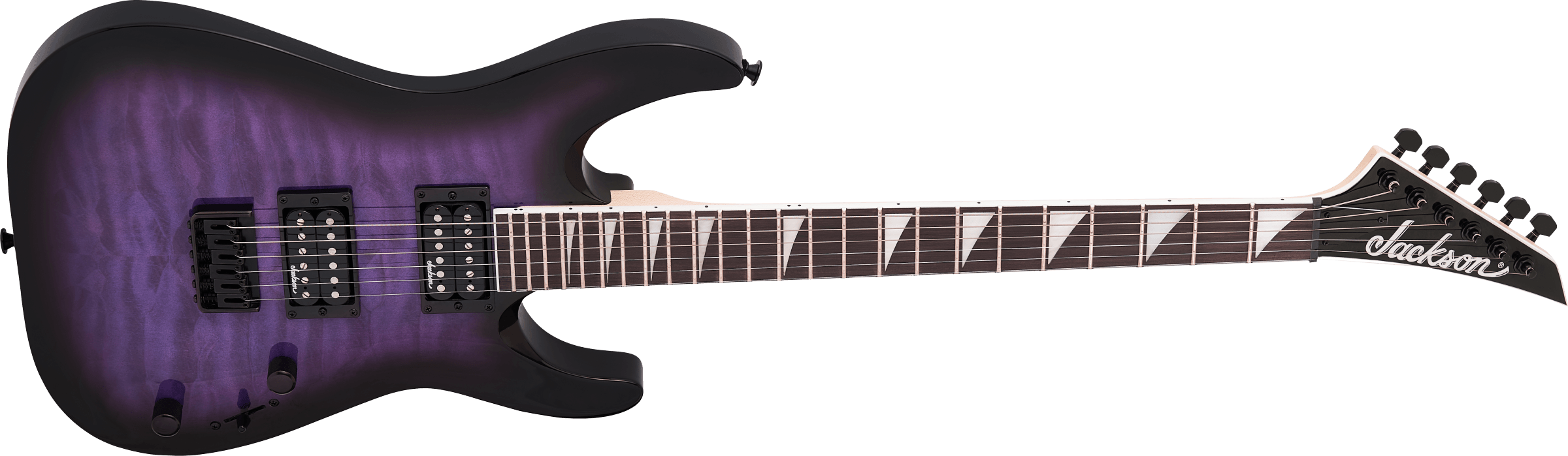 Jackson JS Series Dinky Arch Top JS32Q DKA HT, Amaranth Fingerboard, Transparent Purple Burst - Metronome Music Inc.