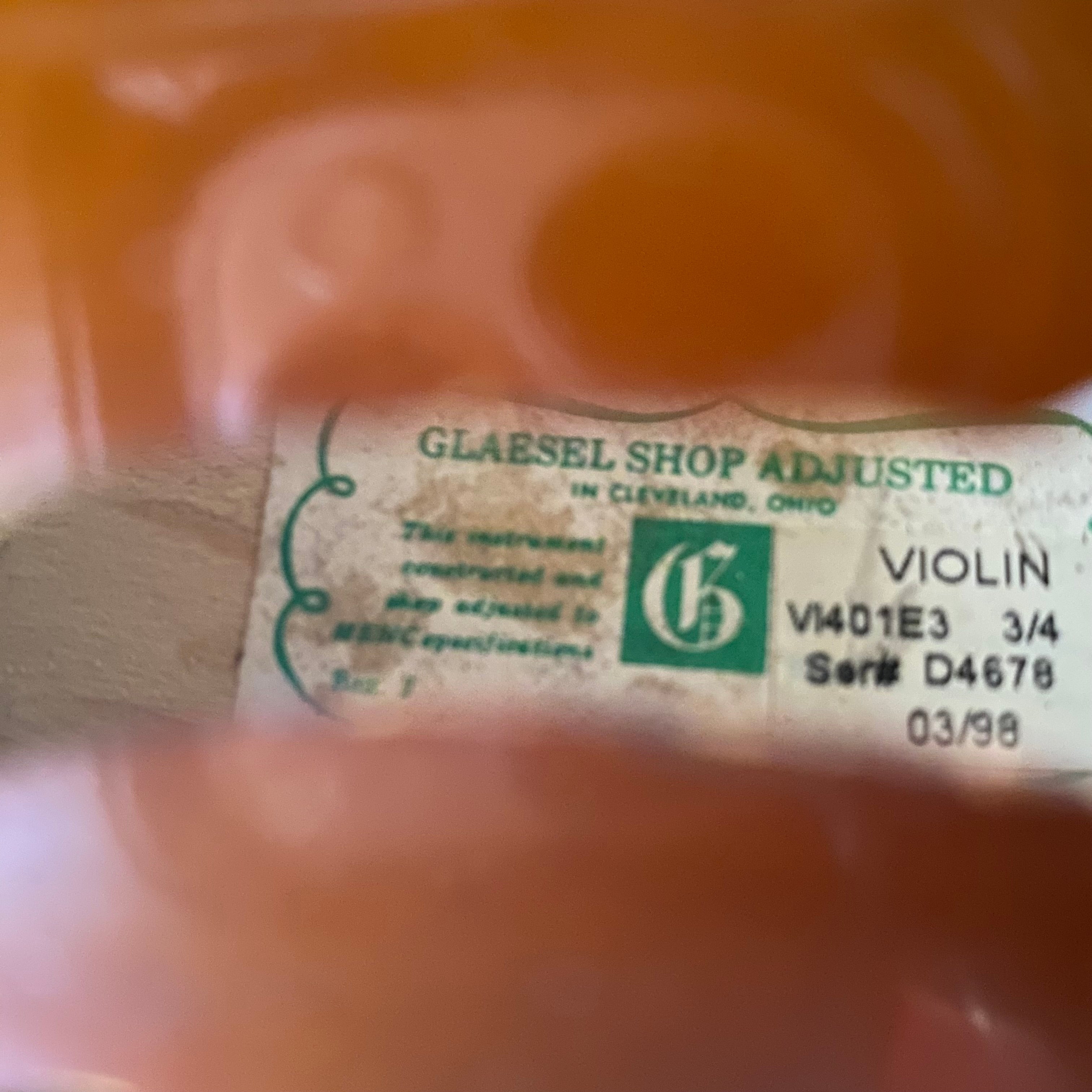 Glaesel 3/4 Violin with Molded Hardshell Case (USED) - Metronome Music Inc.