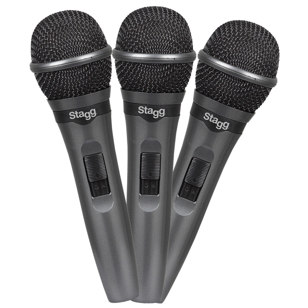 STAGG SDMP15-3 Set of 3 cardioid dynamic microphones for live performances - Metronome Music Inc.