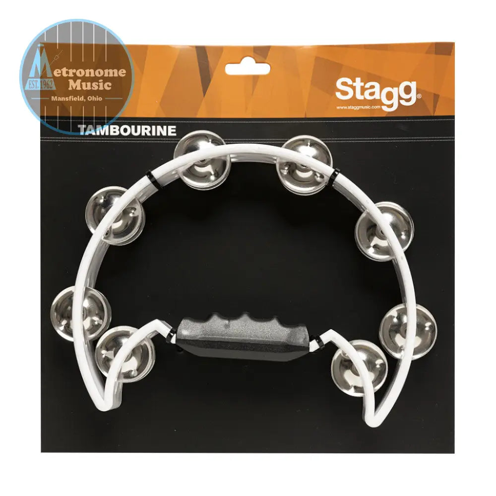 Stagg Cutaway Plastic Tambourine- White - Metronome Music Inc.