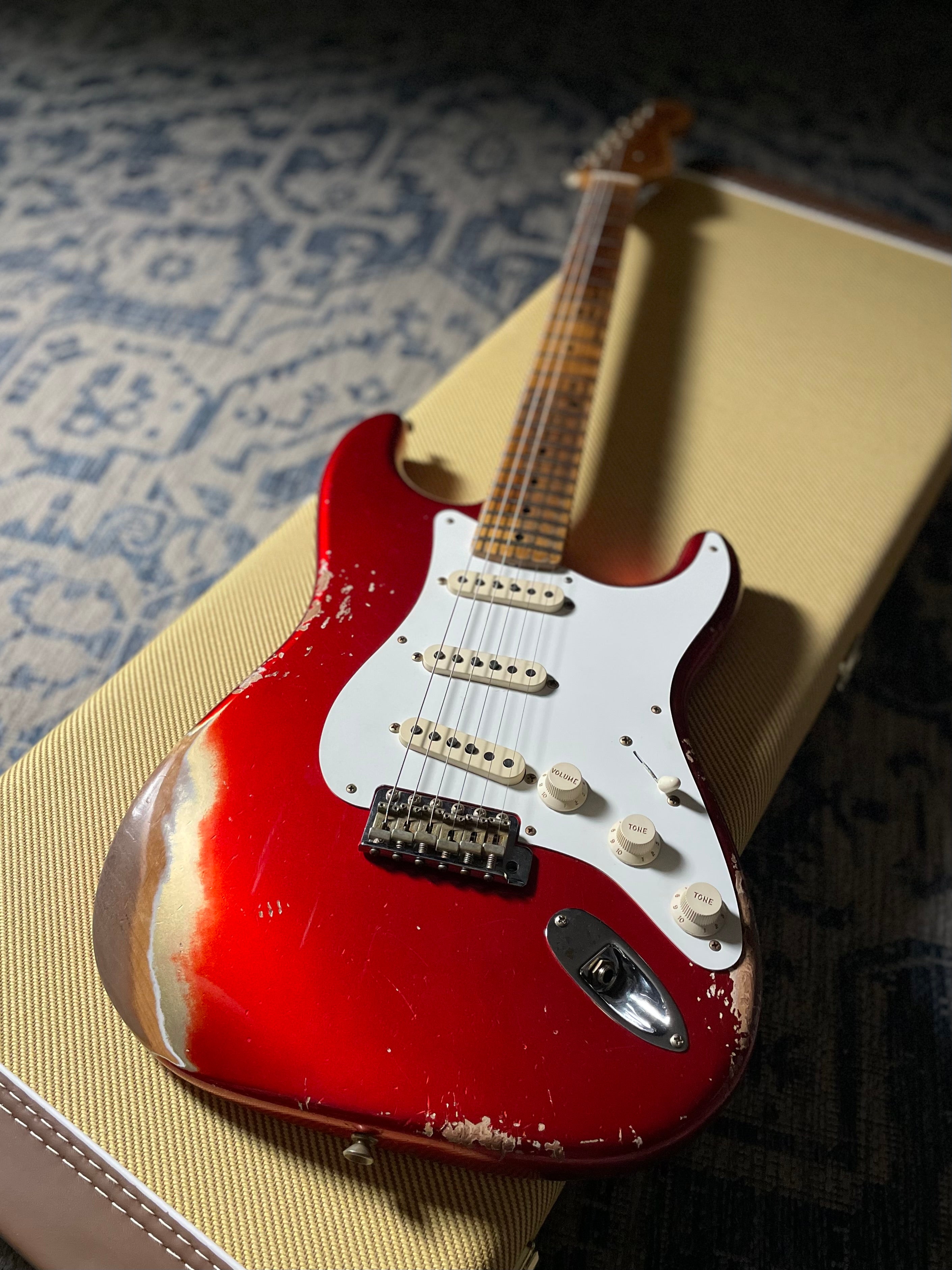 Fender Custom Shop 1958 Stratocaster, Heavy Relic-Faded Aged Candy Apple Red - Metronome Music Inc.