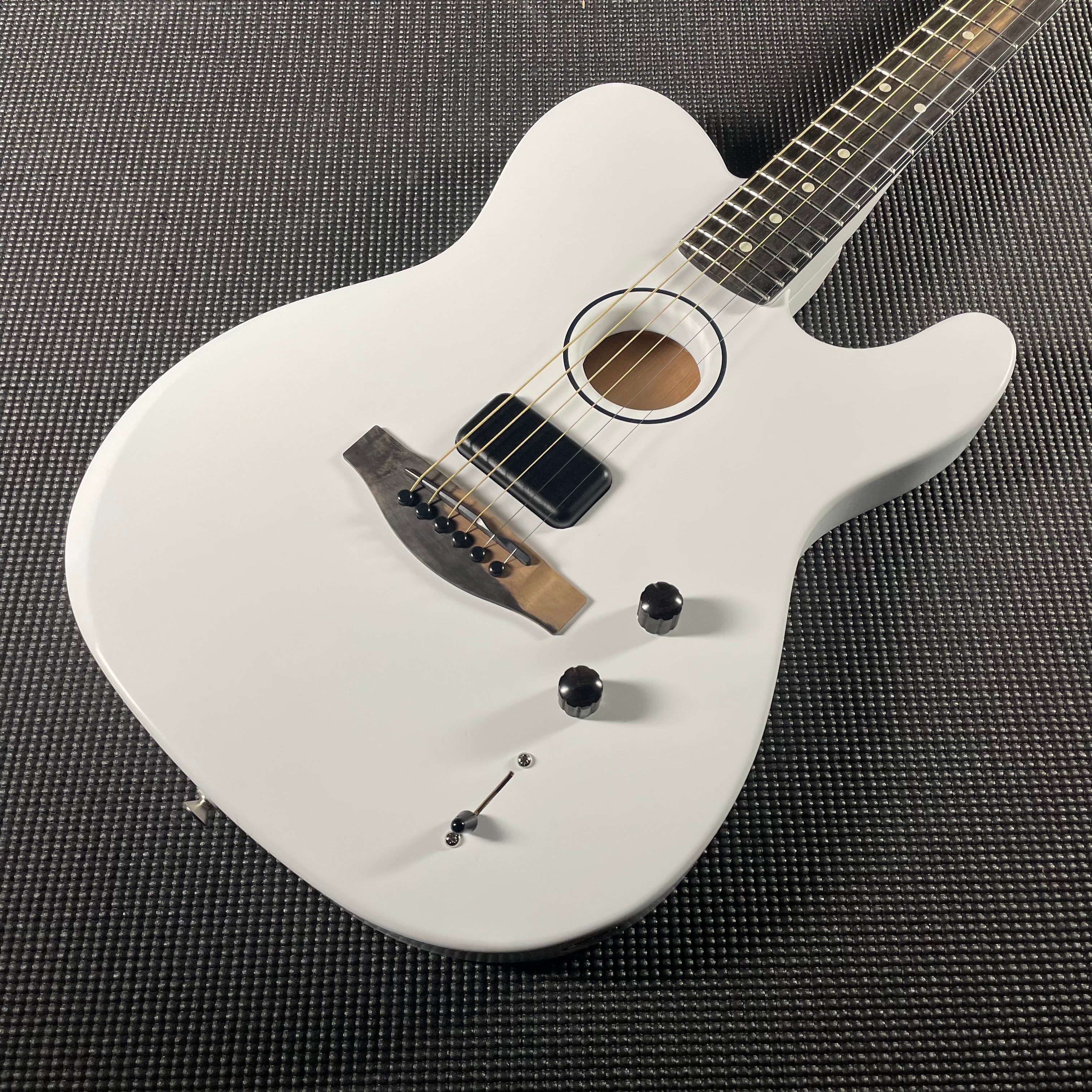 Fender Limited FINNEAS American Acoustasonic Telecaster - Satin Arctic White - Metronome Music Inc.