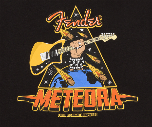 Fender Meteora T-Shirt, Black, XL - Metronome Music Inc.