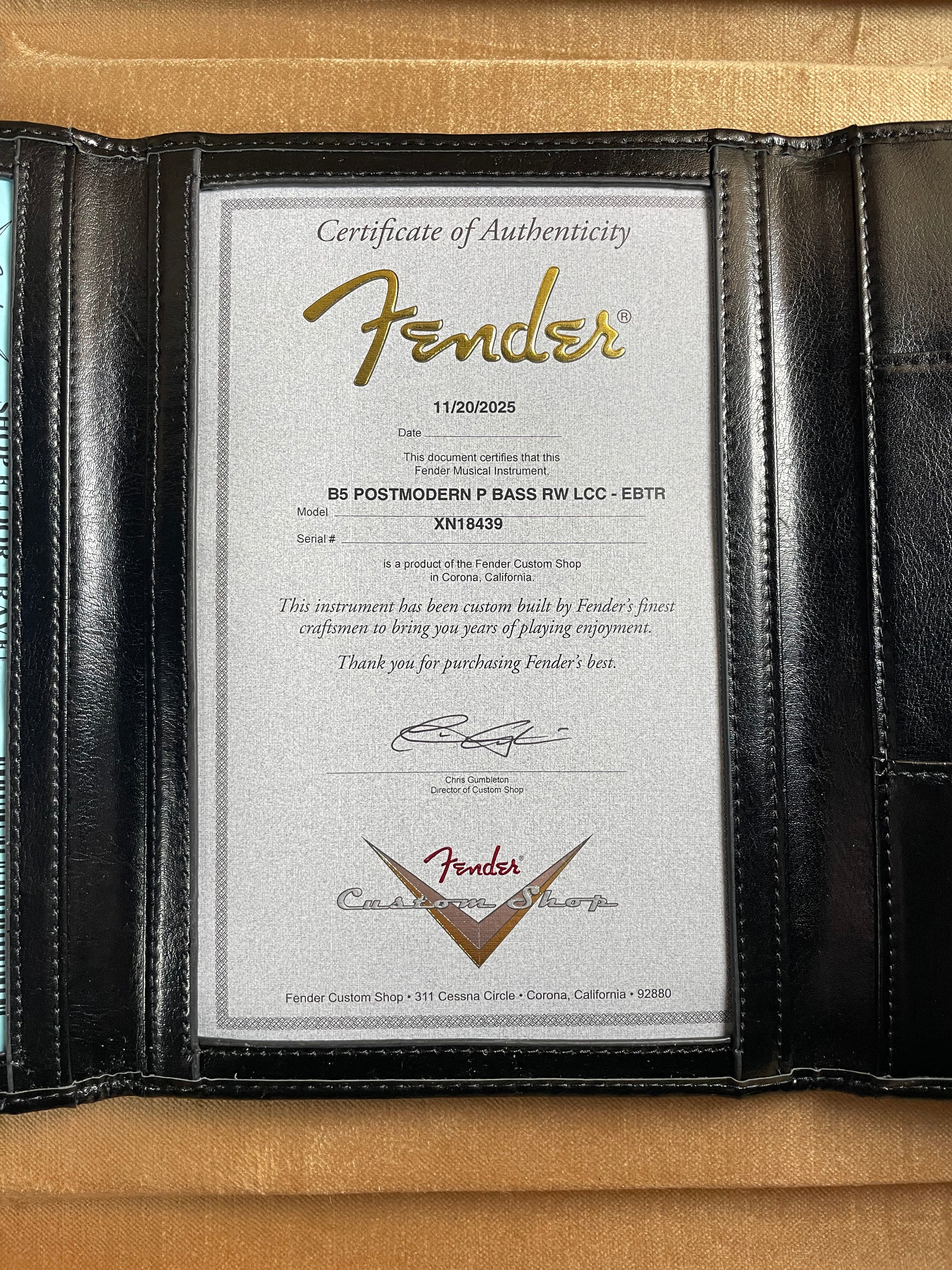 Fender Custom Shop Postmodern Precision Bass DLX Closet Classic Rosewood Neck Ebony Transparent