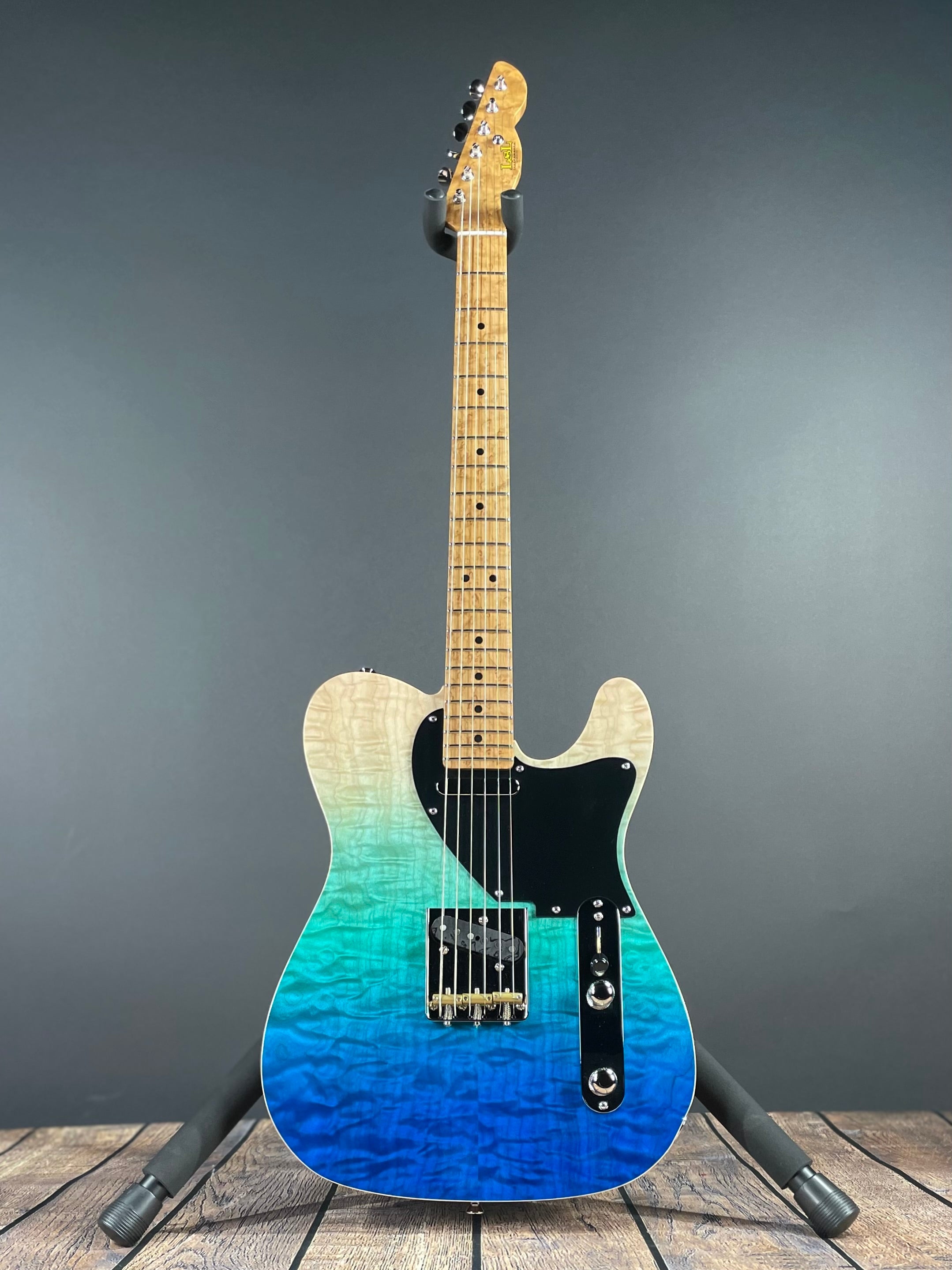 LsL Instruments T-Bone Deluxe Quilt Top, Birdseye Maple - Laguna Blue Gradient
