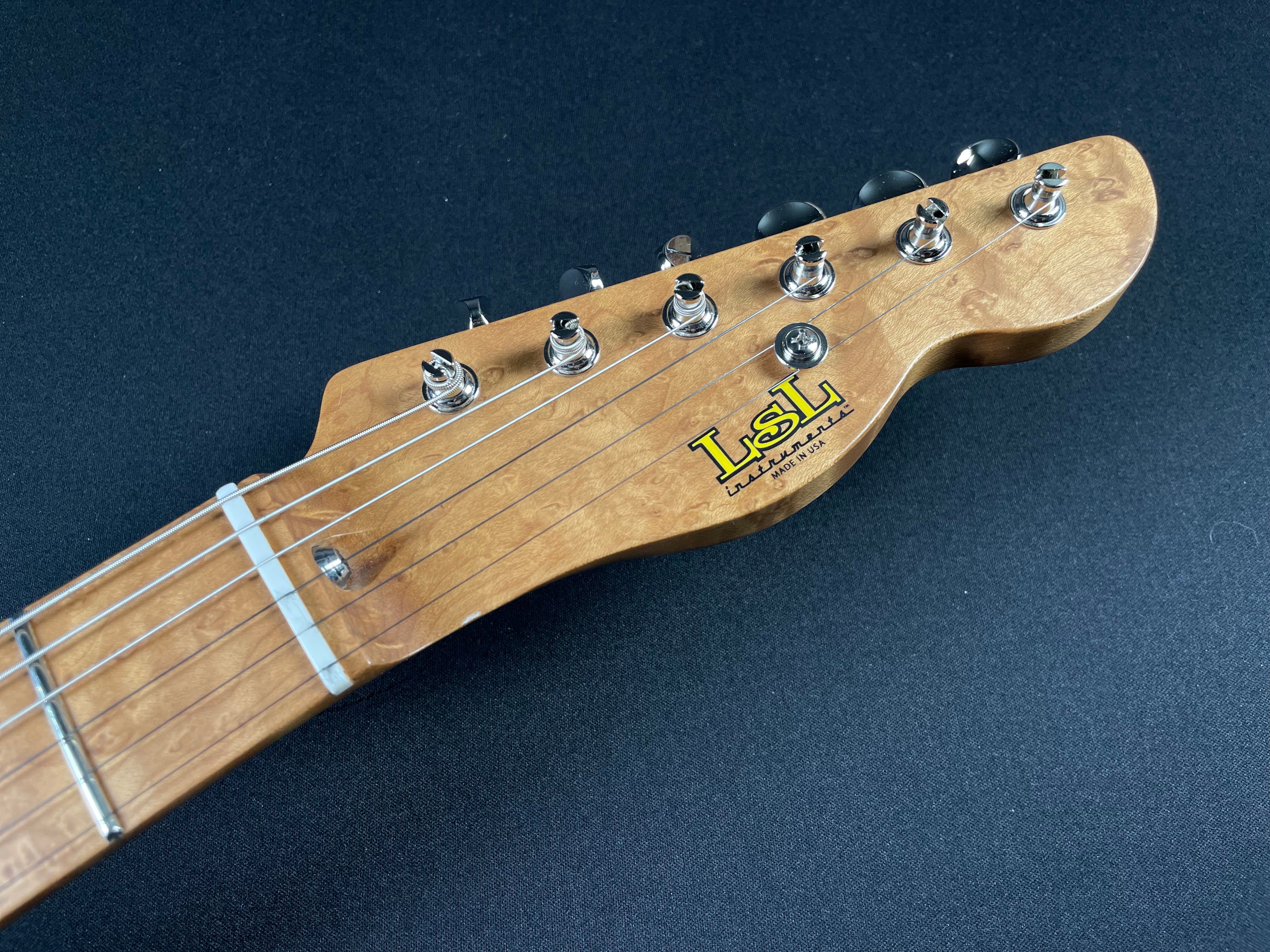 LsL Instruments T-Bone Deluxe Quilt Top, Birdseye Maple - Laguna Blue Gradient