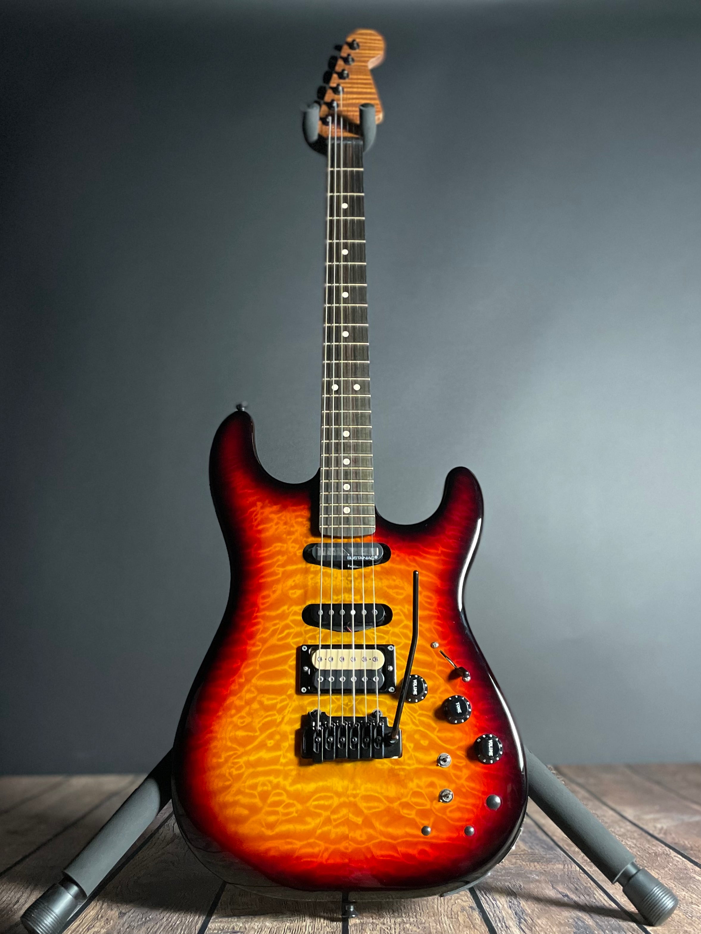 Warmoth Partscaster HSS w/ Sustainiac, Roasted Flame Maple- Quilt Top