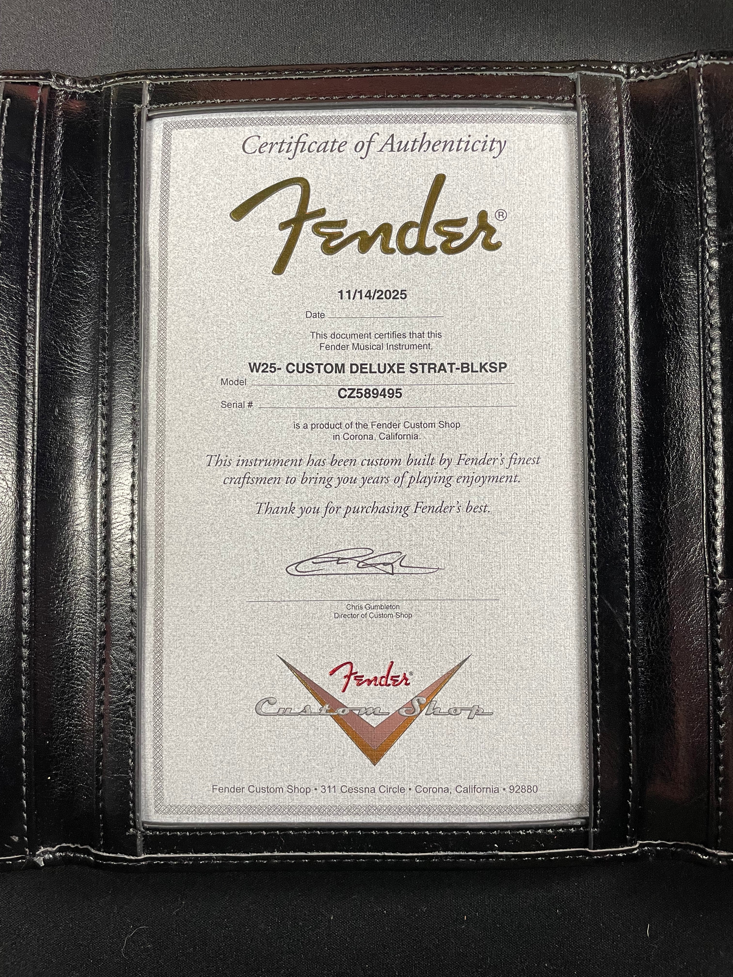 Fender Custom Shop Custom Deluxe Strat NOS - Black Sparkle (2025)