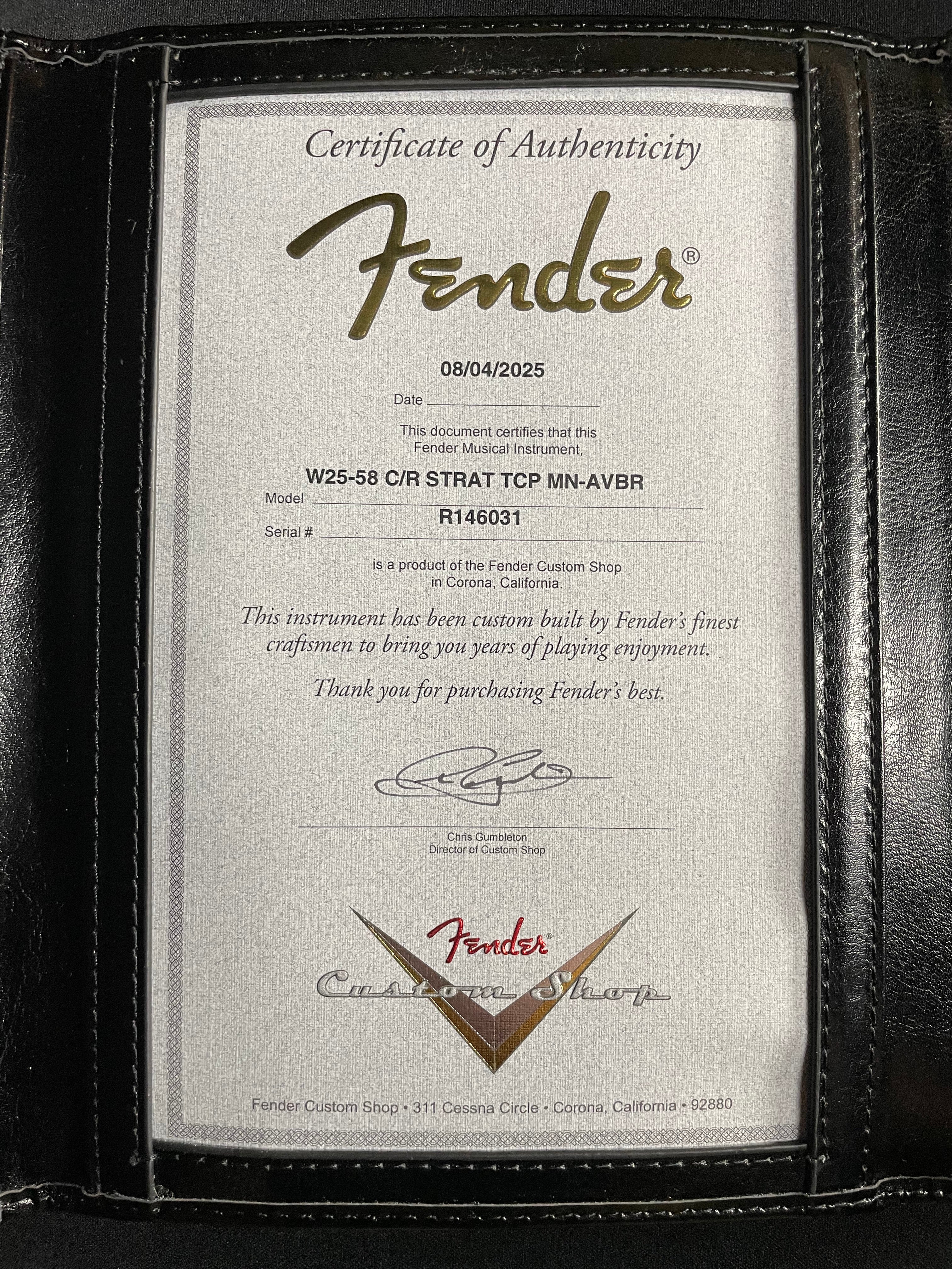 Fender Custom Shop '58 C/R Strat, Time Capsule - Aged Violin Burst (2025) - Metronome Music Inc.