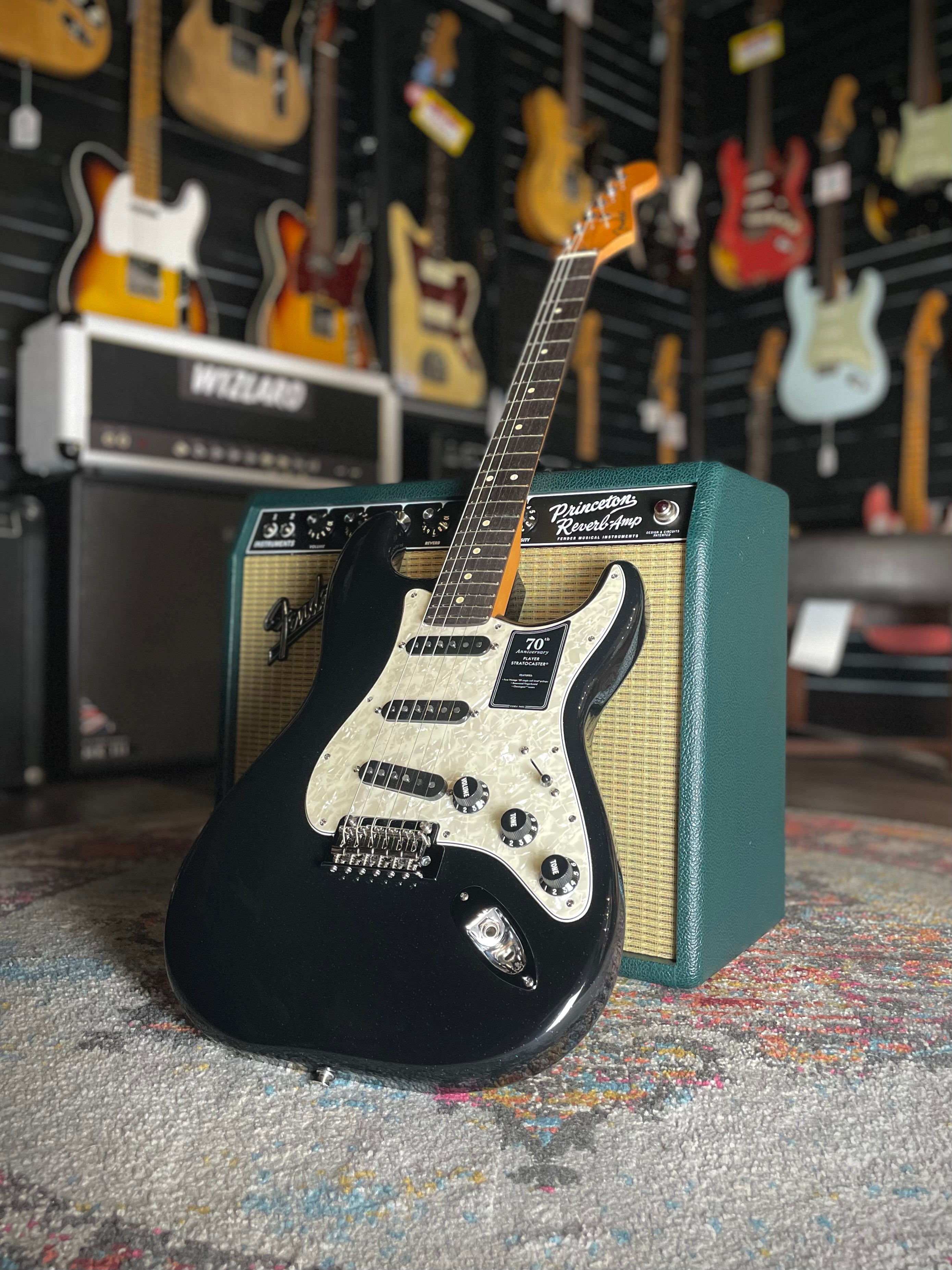 Fender 70th Anniversary Player Stratocaster, Rosewood- Nebula Noir (7lbs 6oz) - Metronome Music Inc.