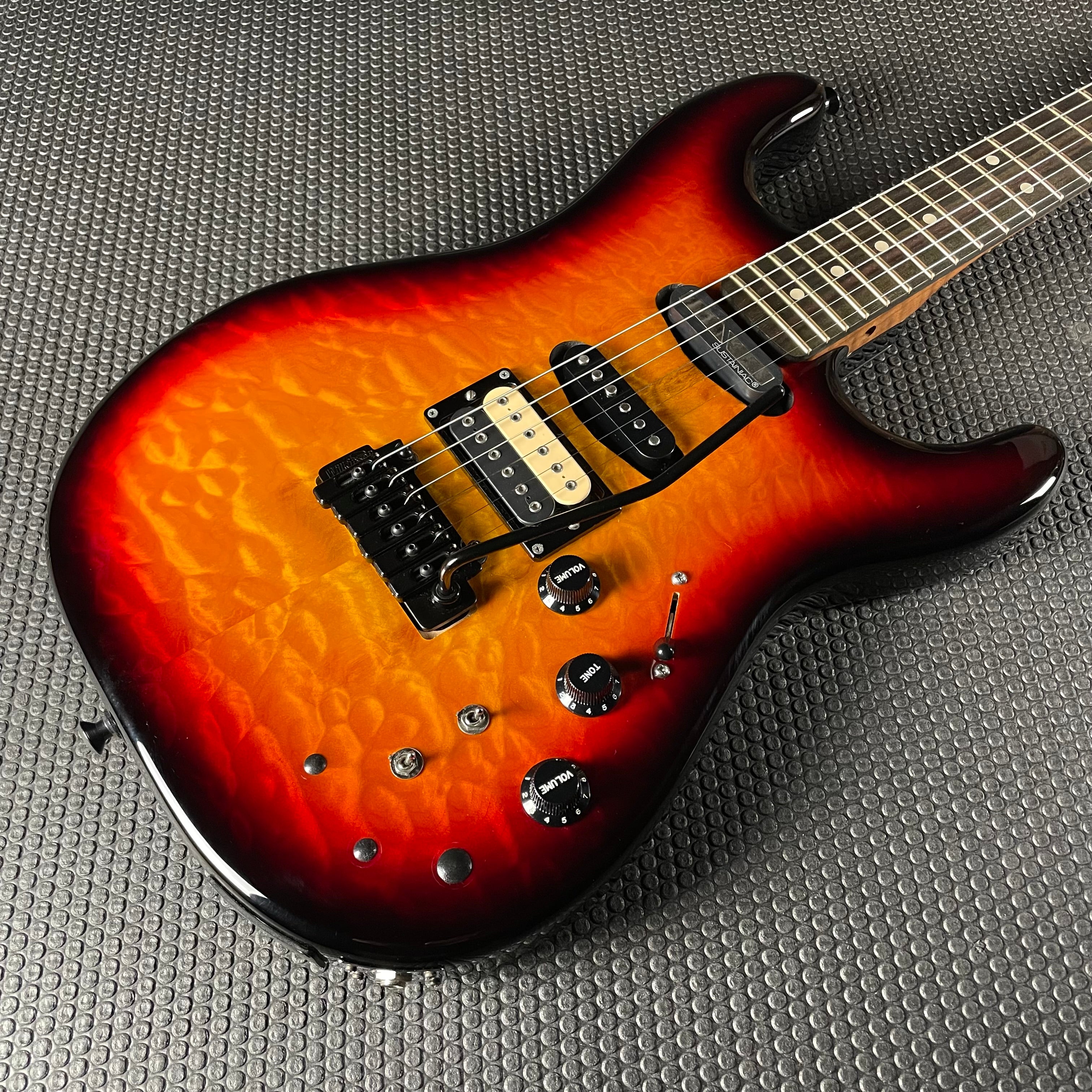 Warmoth Partscaster HSS w/ Sustainiac, Roasted Flame Maple- Quilt Top