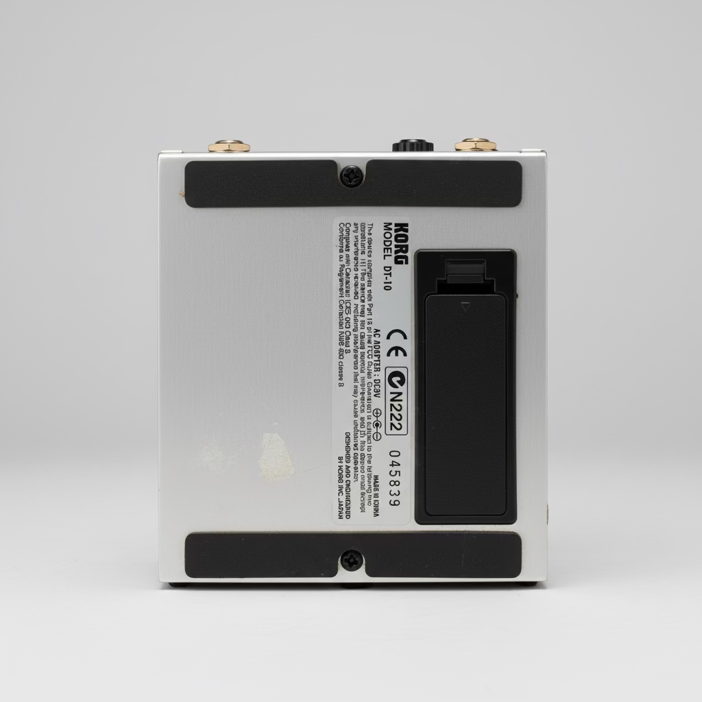 Back view of a Korg electronic device with visible branding and model information.